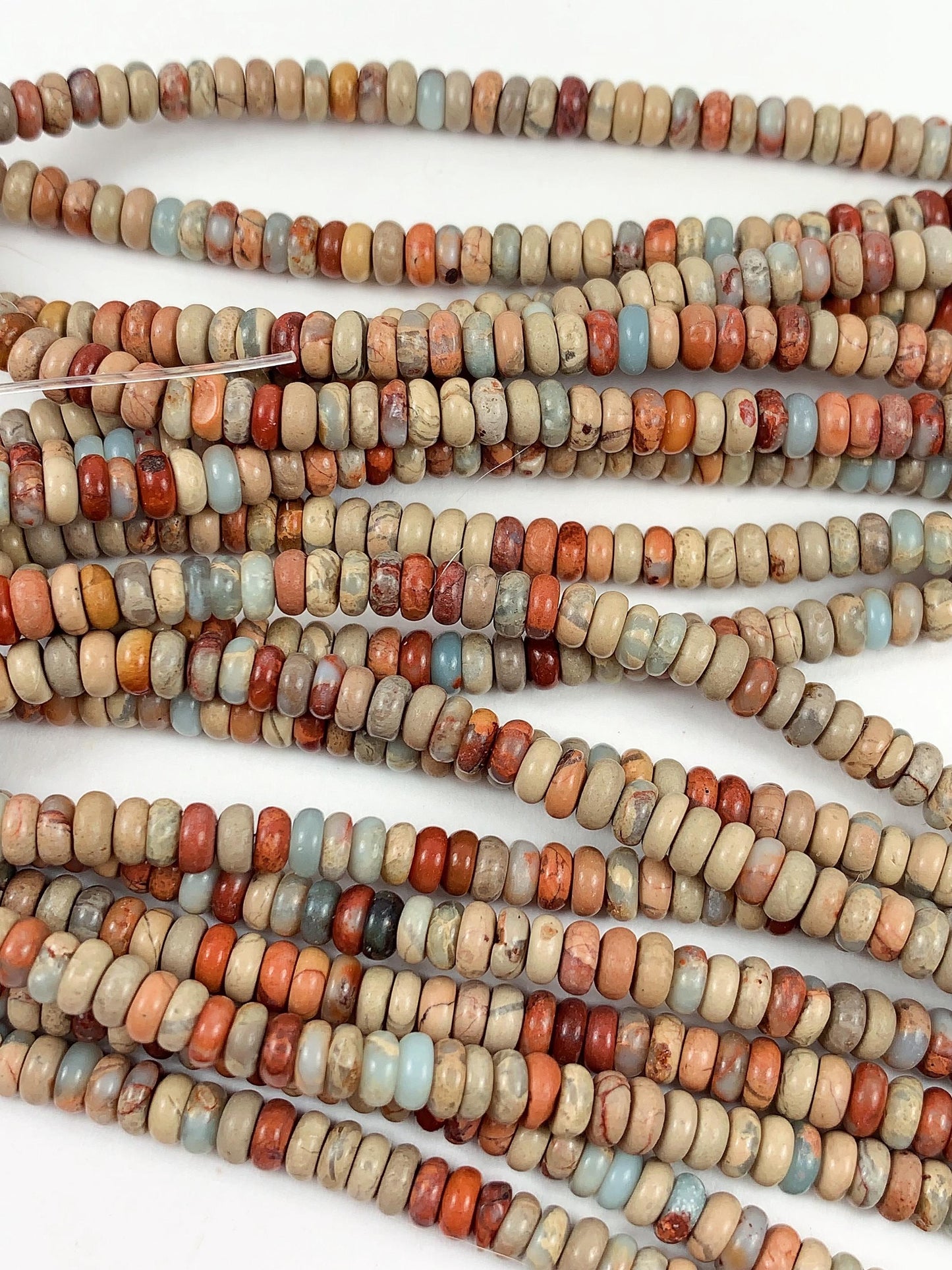2x4mm Genuine Natural Sky Blue Red Brown Agalmatolite Smooth Rondelle Beads 15" Strand