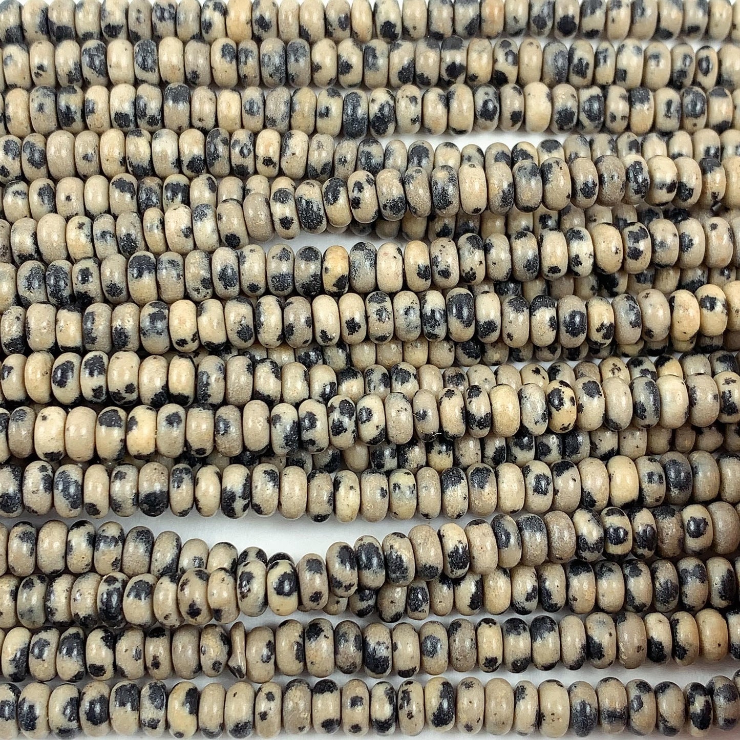 2x4mm Natural Black White Dalmatian Jasper Smooth Rondelle Beads 15" Strand