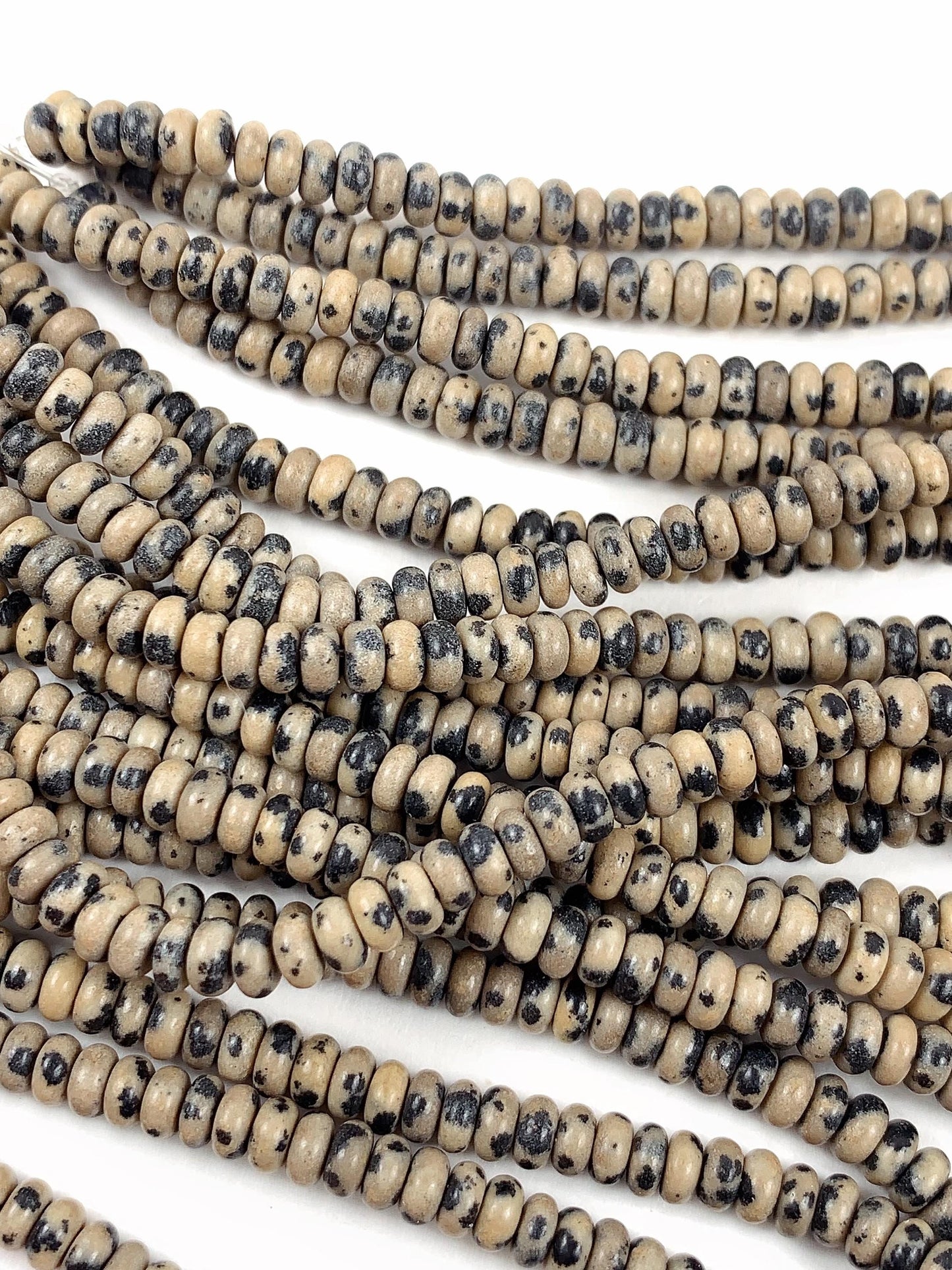 2x4mm Natural Black White Dalmatian Jasper Smooth Rondelle Beads 15" Strand