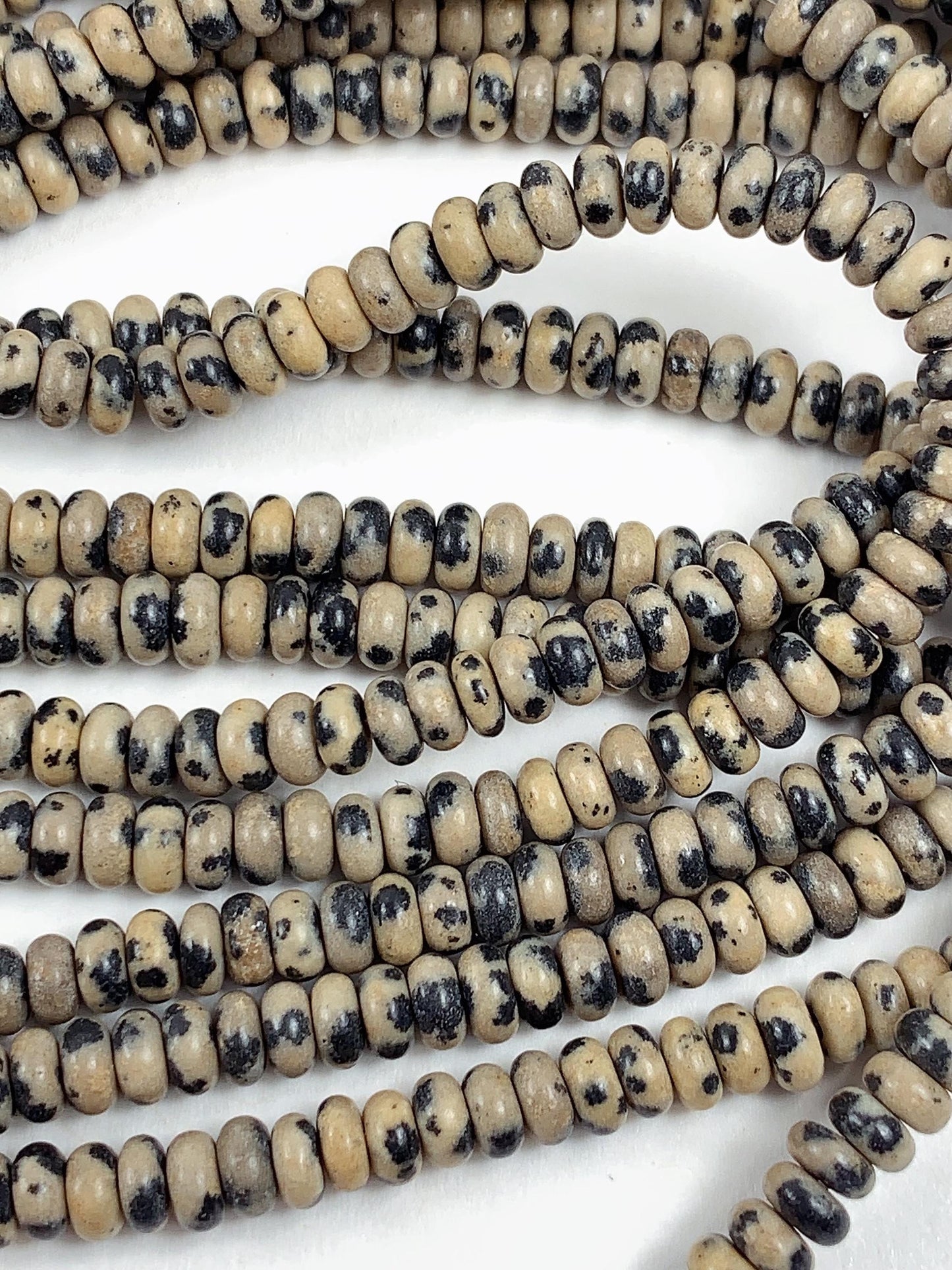 2x4mm Natural Black White Dalmatian Jasper Smooth Rondelle Beads 15" Strand