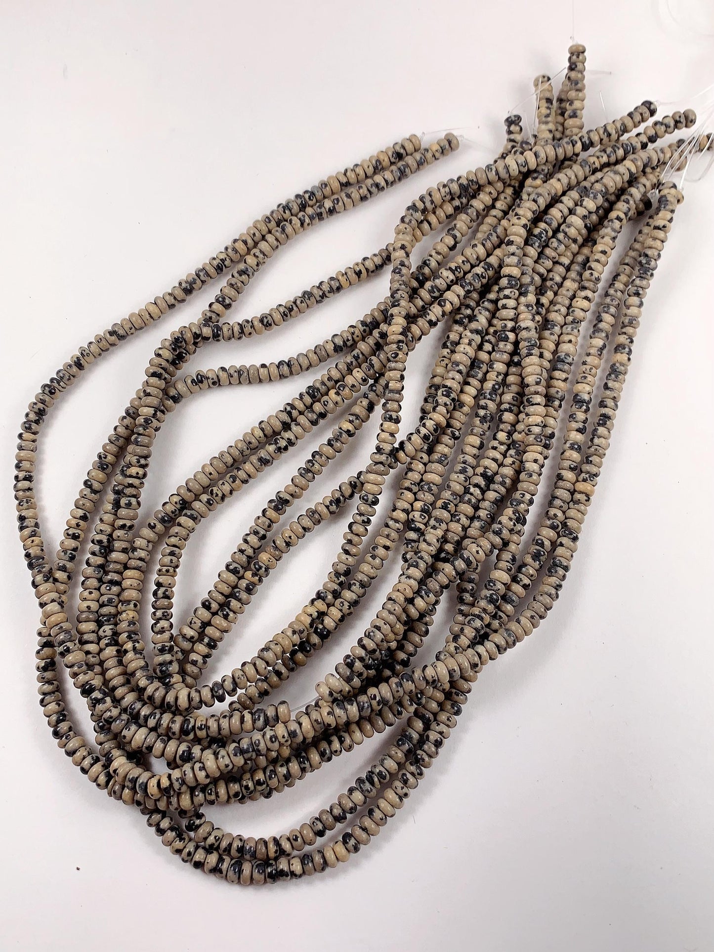 2x4mm Natural Black White Dalmatian Jasper Smooth Rondelle Beads 15" Strand