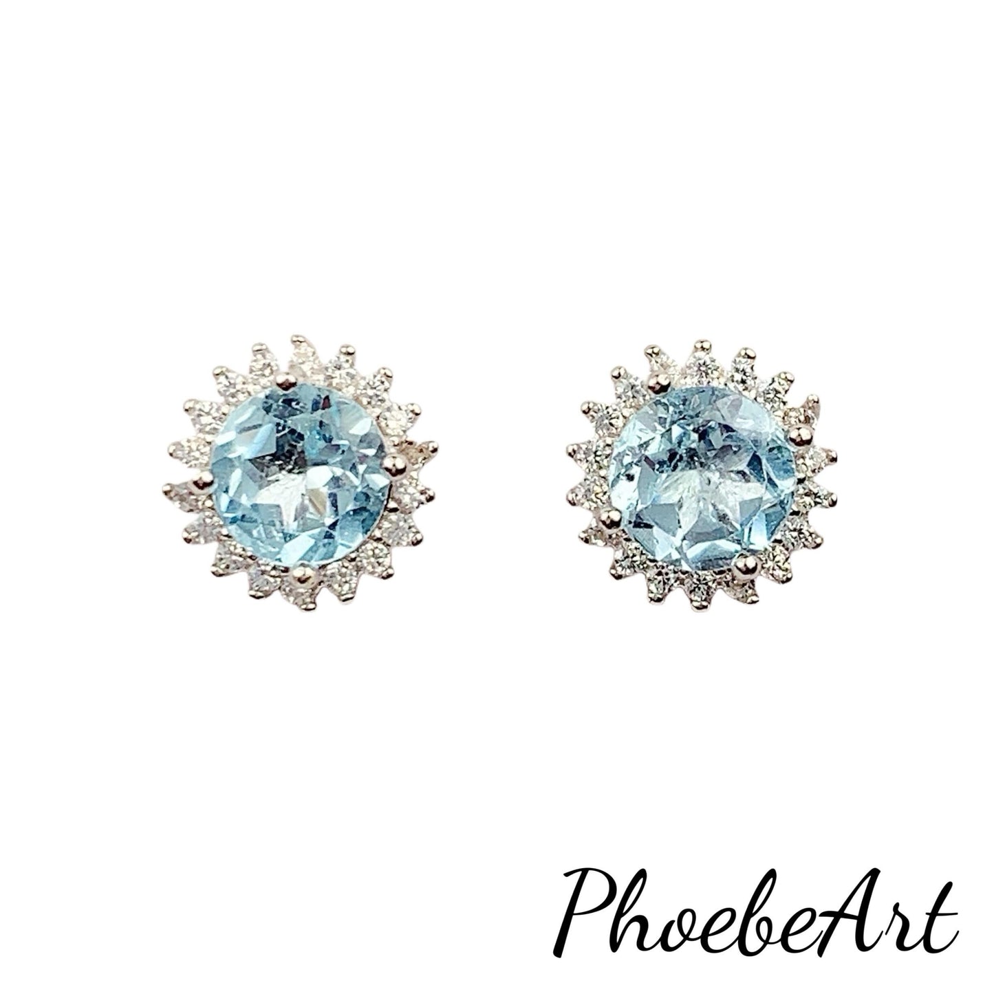 Sky Blue Topaz Earrings: 18k Gold Plated Sterling Silver Studs