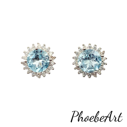 Sky Blue Topaz Earrings: 18k Gold Plated Sterling Silver Studs