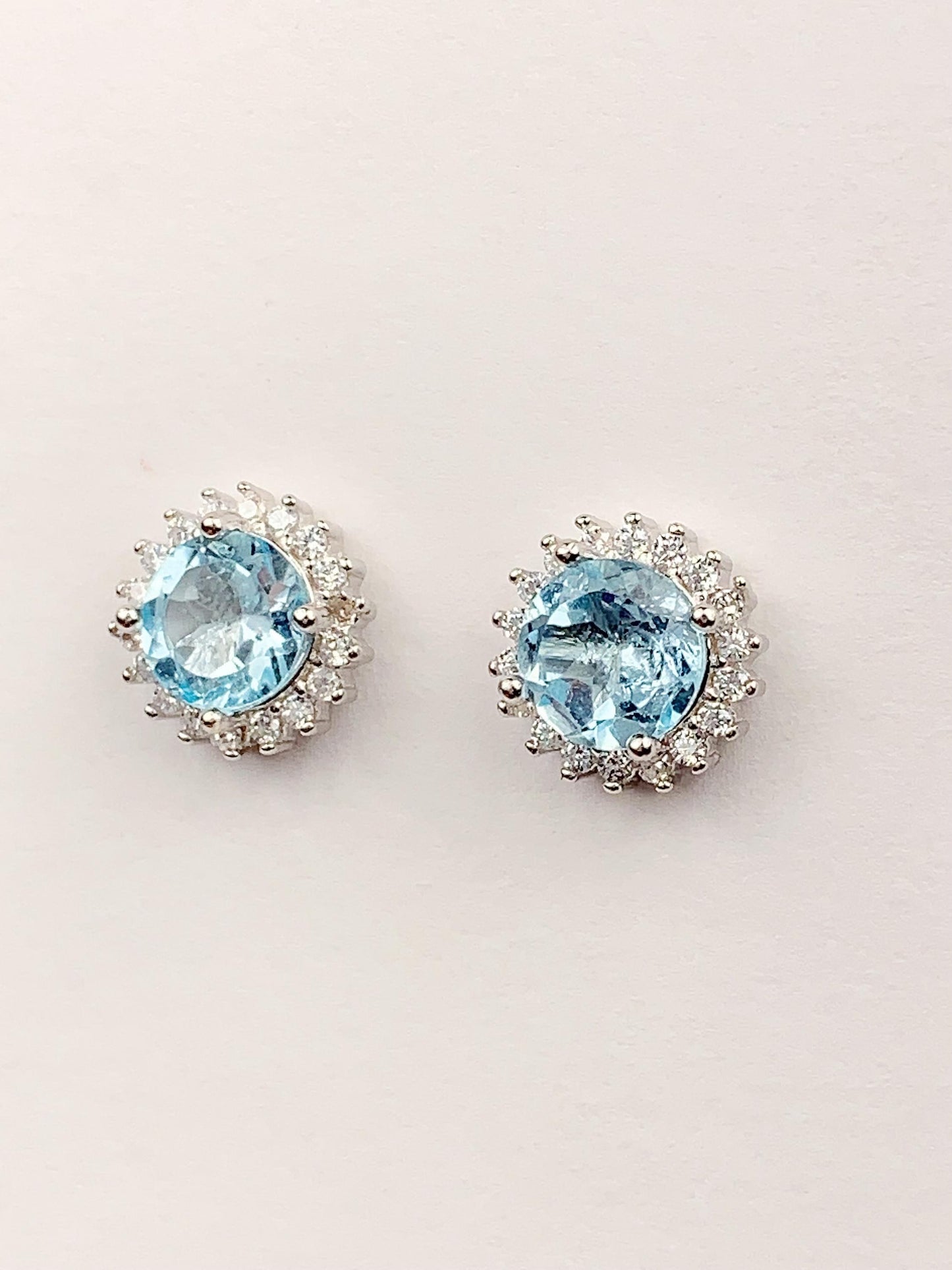 Sky Blue Topaz Earrings: 18k Gold Plated Sterling Silver Studs
