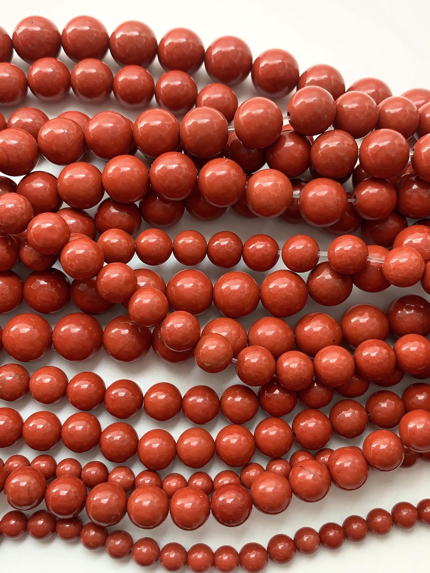 Natural Red Jasper Beads: Smooth Round Gemstone Strand (15.5")