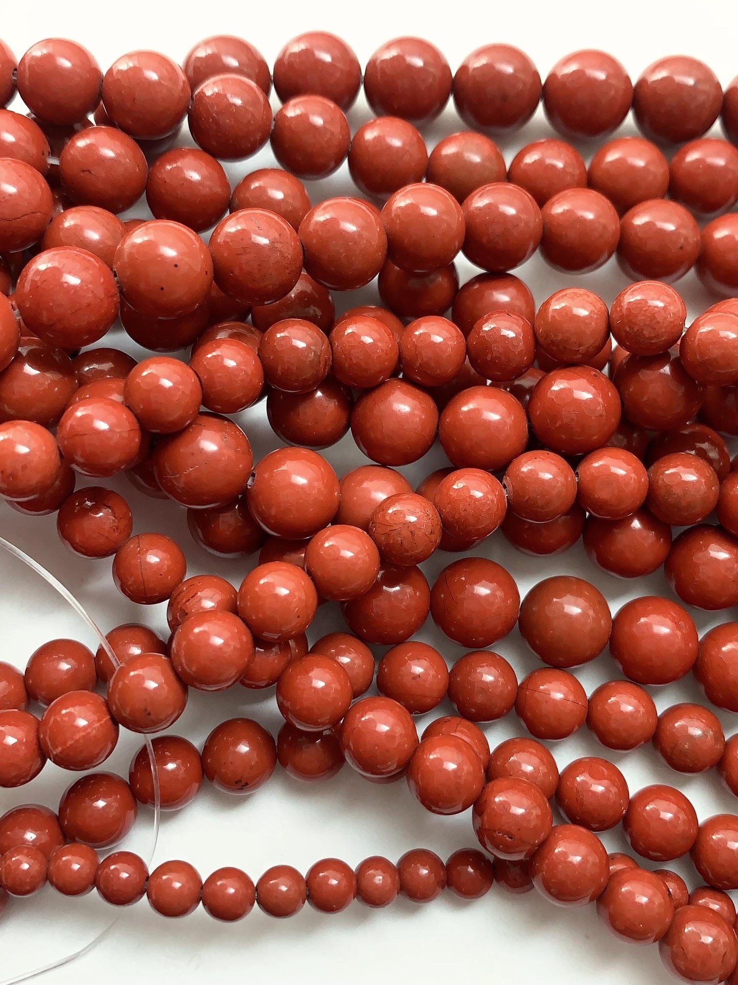 Natural Red Jasper Beads: Smooth Round Gemstone Strand (15.5")