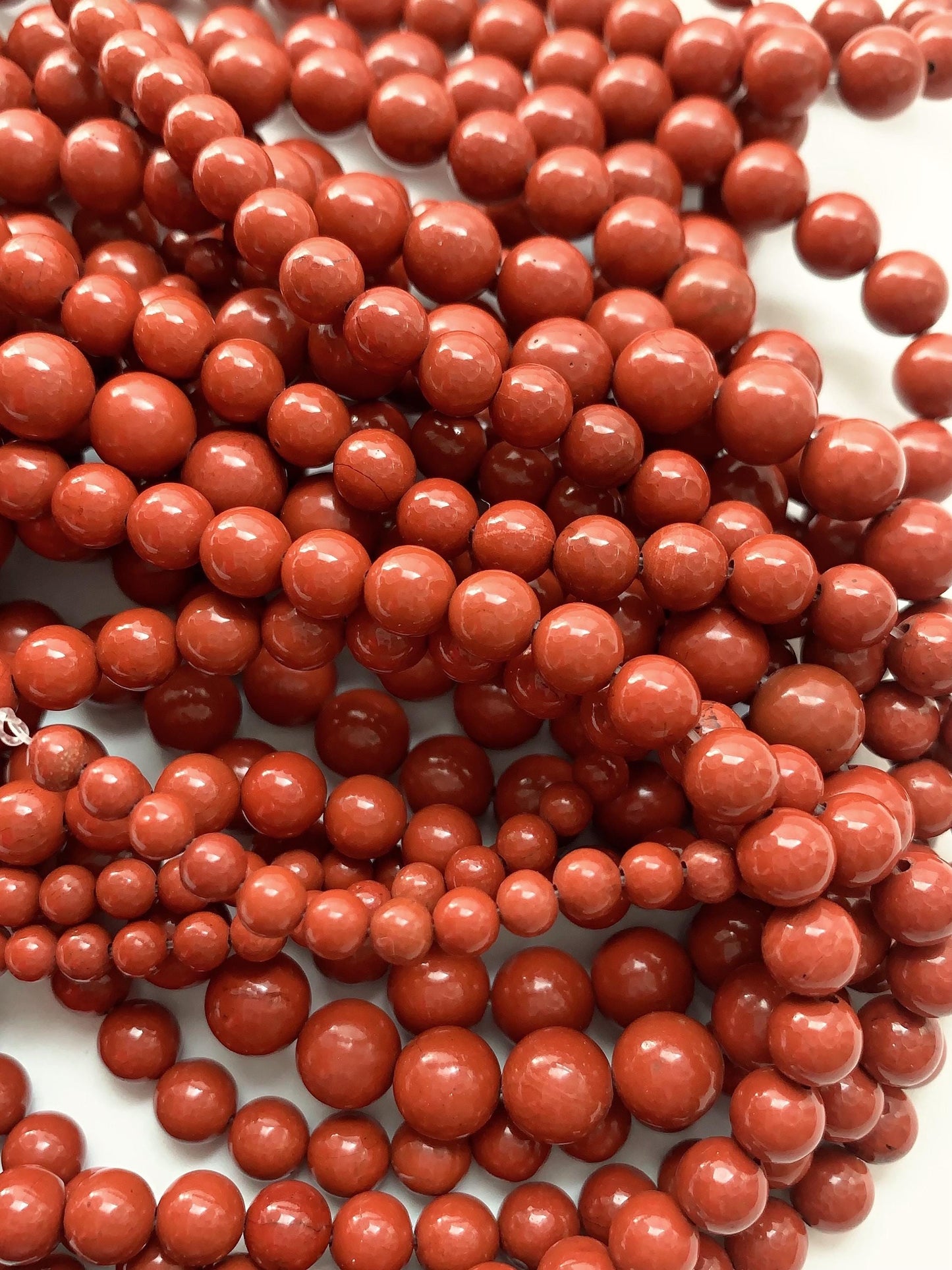 Natural Red Jasper Beads: Smooth Round Gemstone Strand (15.5")