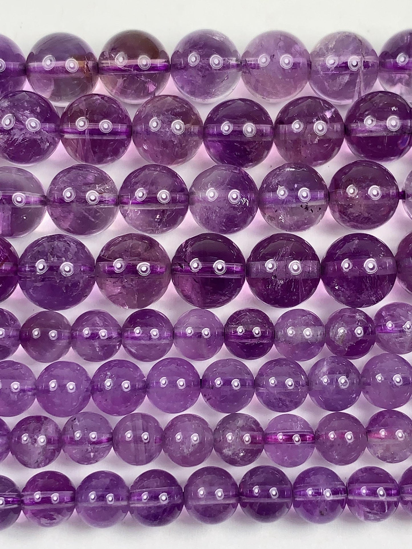 Natural Lavender Amethyst Quartz Beads: Smooth Round, 15.5" Strand