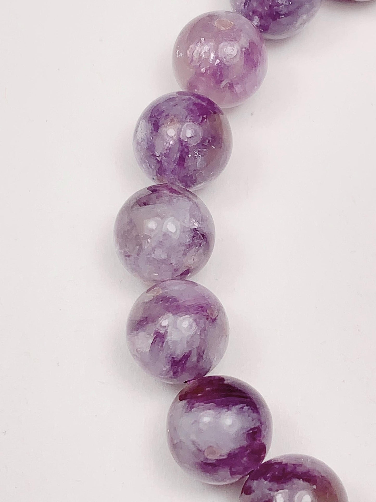 Natural Lepidolite Bracelet: 9mm Purple Gemstone, Smooth Round Beads