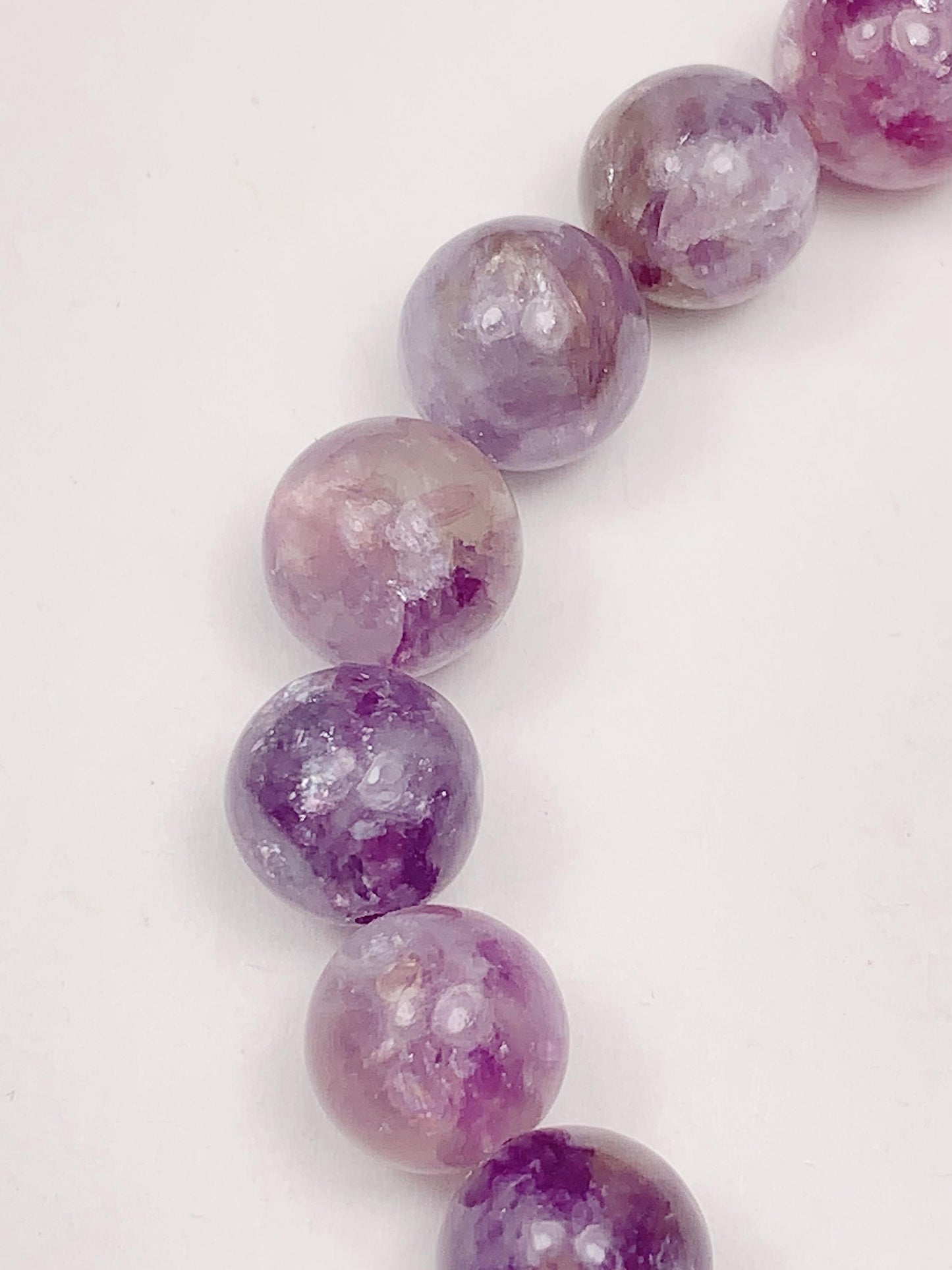 Natural Lepidolite Bracelet: 9mm Purple Gemstone, Smooth Round Beads