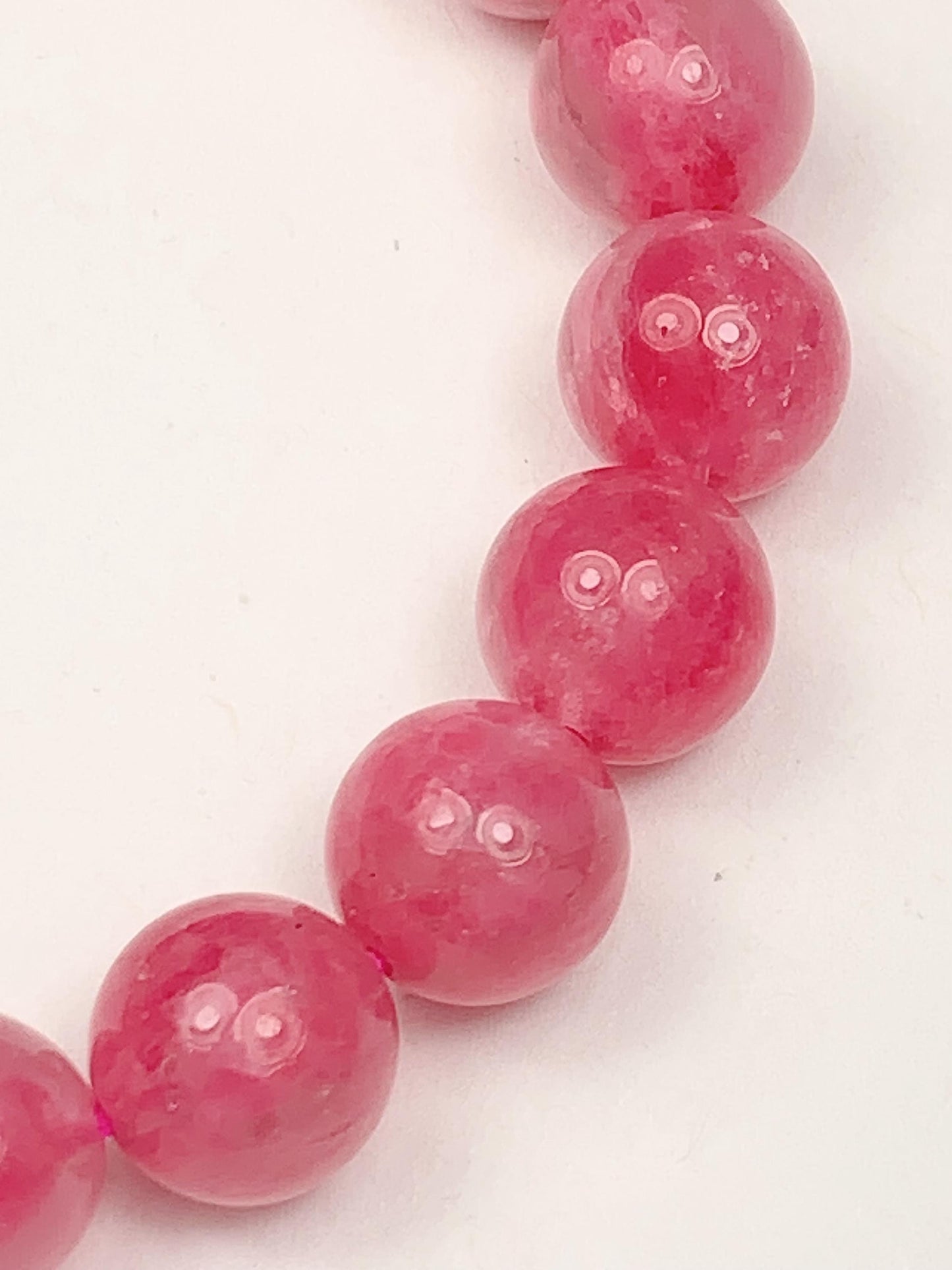 Half transparent Pink Rhodonite Bracelet:  Natural Genuine Smooth Round Gemstone, Handmade in USA