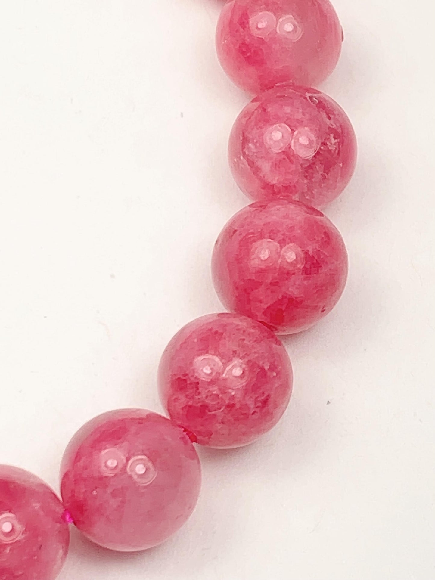 Half transparent Pink Rhodonite Bracelet:  Natural Genuine Smooth Round Gemstone, Handmade in USA