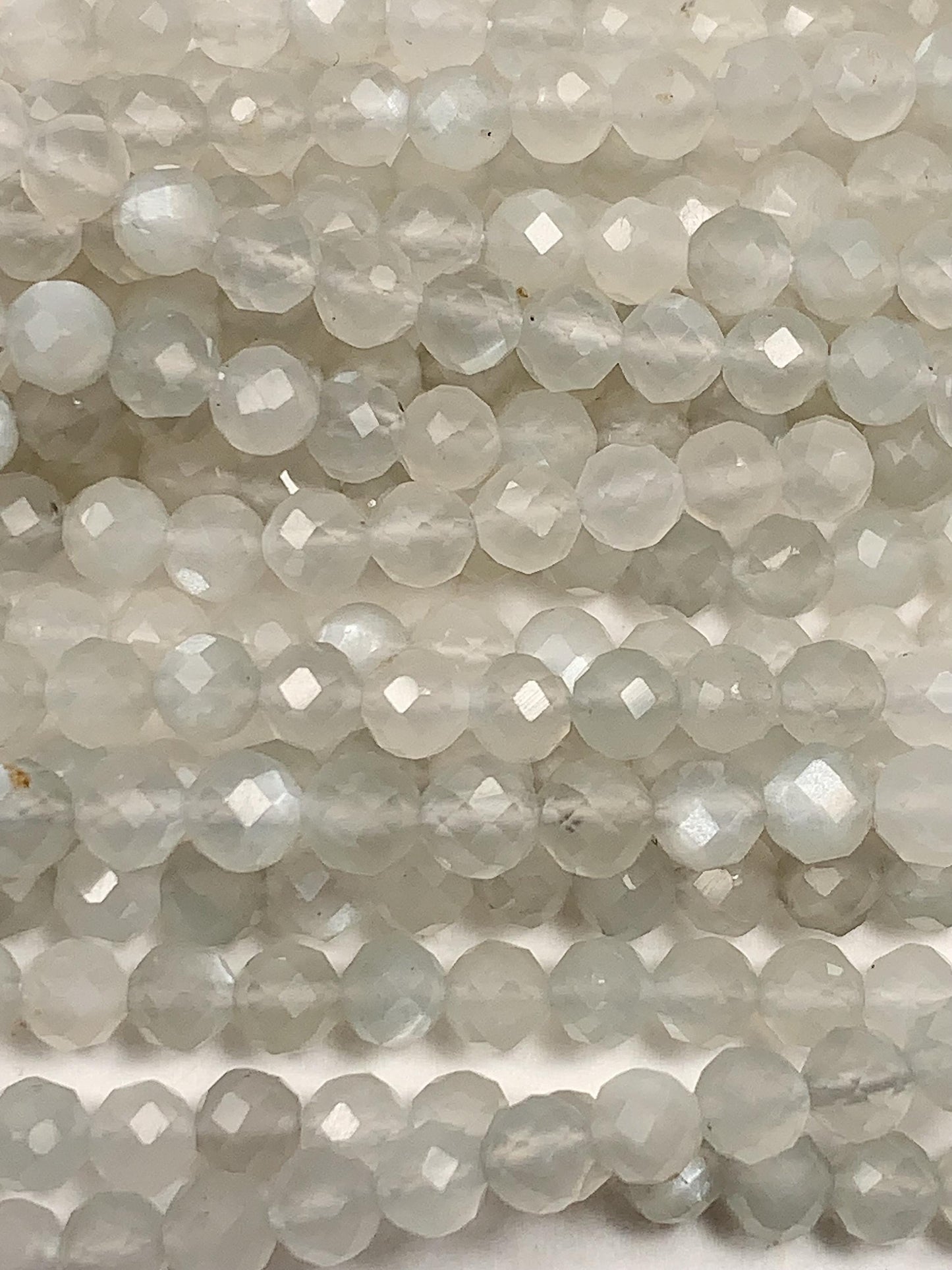 Genuine Natural White White Gray moonstone Faceted Round Beads 15.5" Strand 2mm 3mm 4mm
