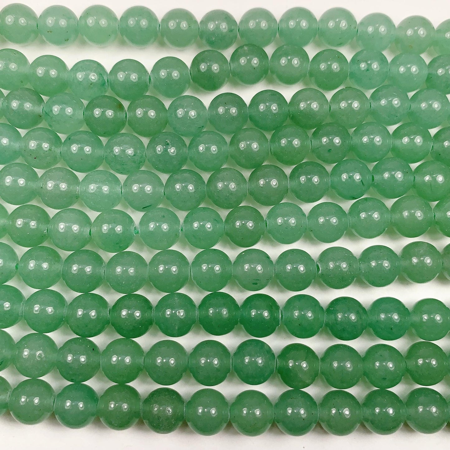 Green Aventurine Quartz Beads: Natural Smooth Round Gemstone, 15.5" Strand