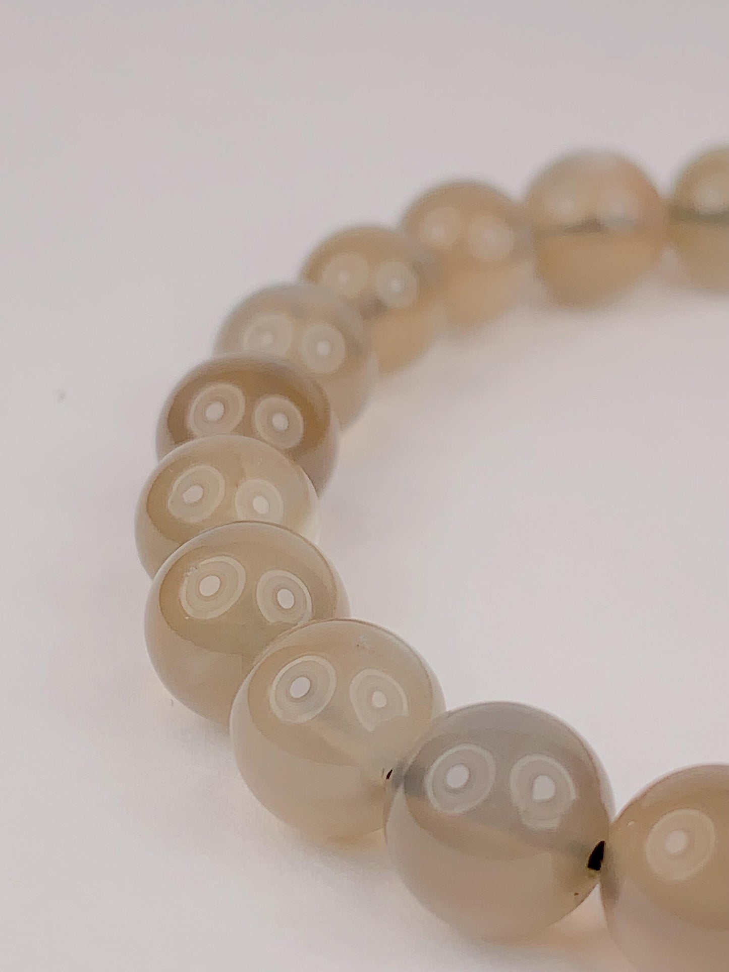 Natural Brown Silver Moonstone Bracelet: Round Gemstone Stretch Bracelet (8mm)