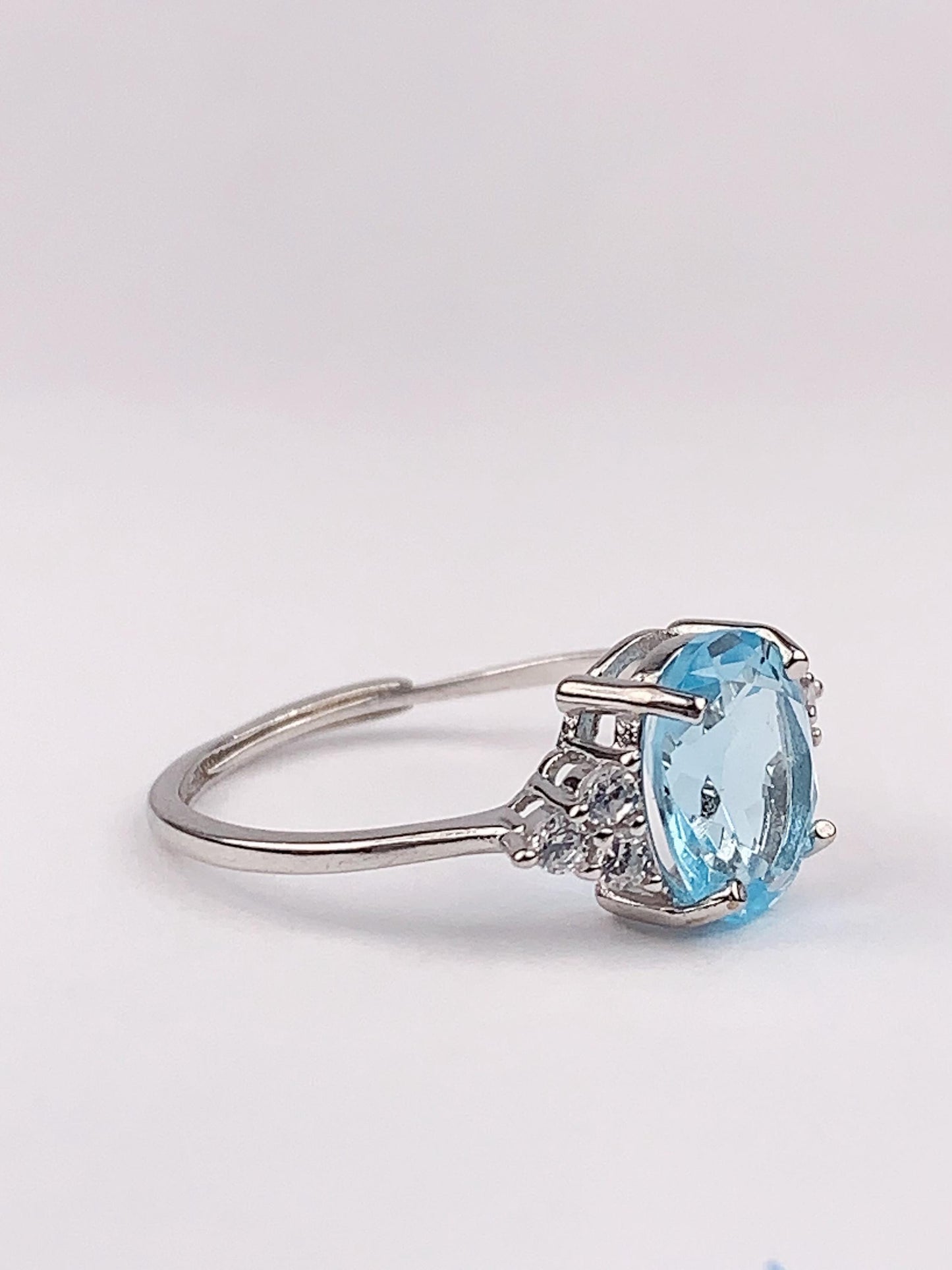 Oval Swiss Blue Topaz Ring: 18K Gold Plated Sterling Silver