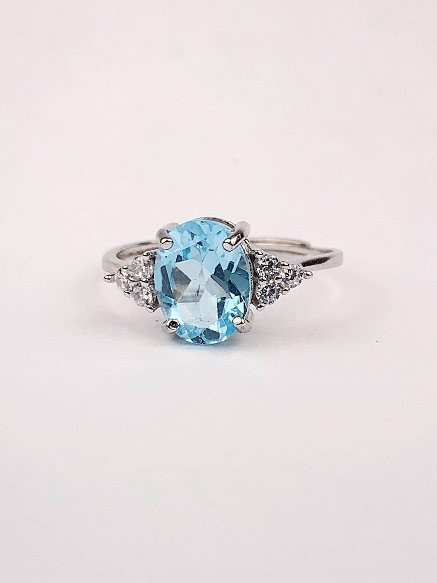 Oval Swiss Blue Topaz Ring: 18K Gold Plated Sterling Silver
