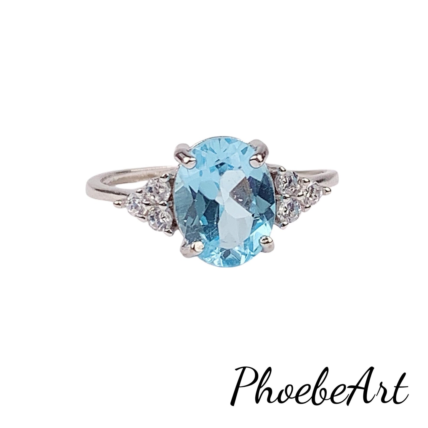Oval Swiss Blue Topaz Ring: 18K Gold Plated Sterling Silver