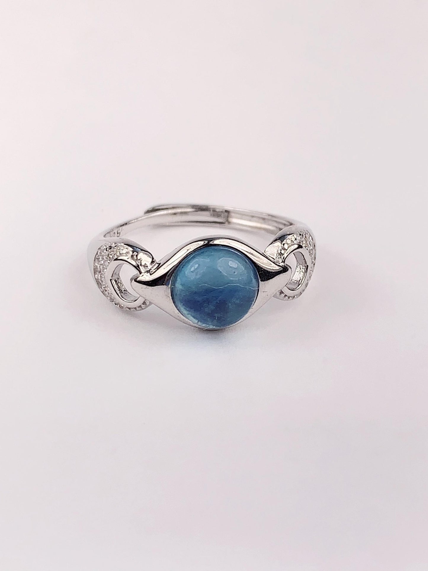 Aquamarine Sterling Silver Ring: 18K Gold Plated, Adjustable Birthstone