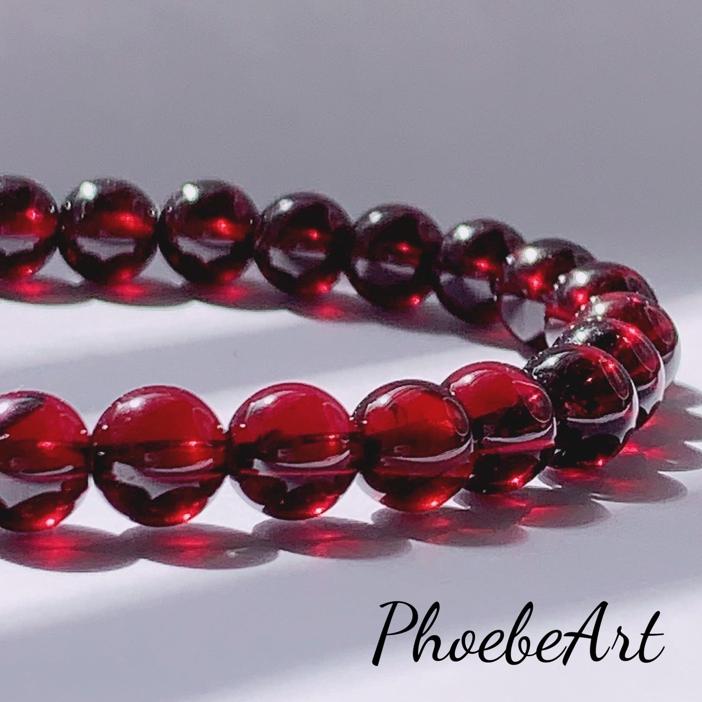 AAA Natural Red Garnet Smooth Round Beads Stretch Bracelet Gemstone January Birthstone