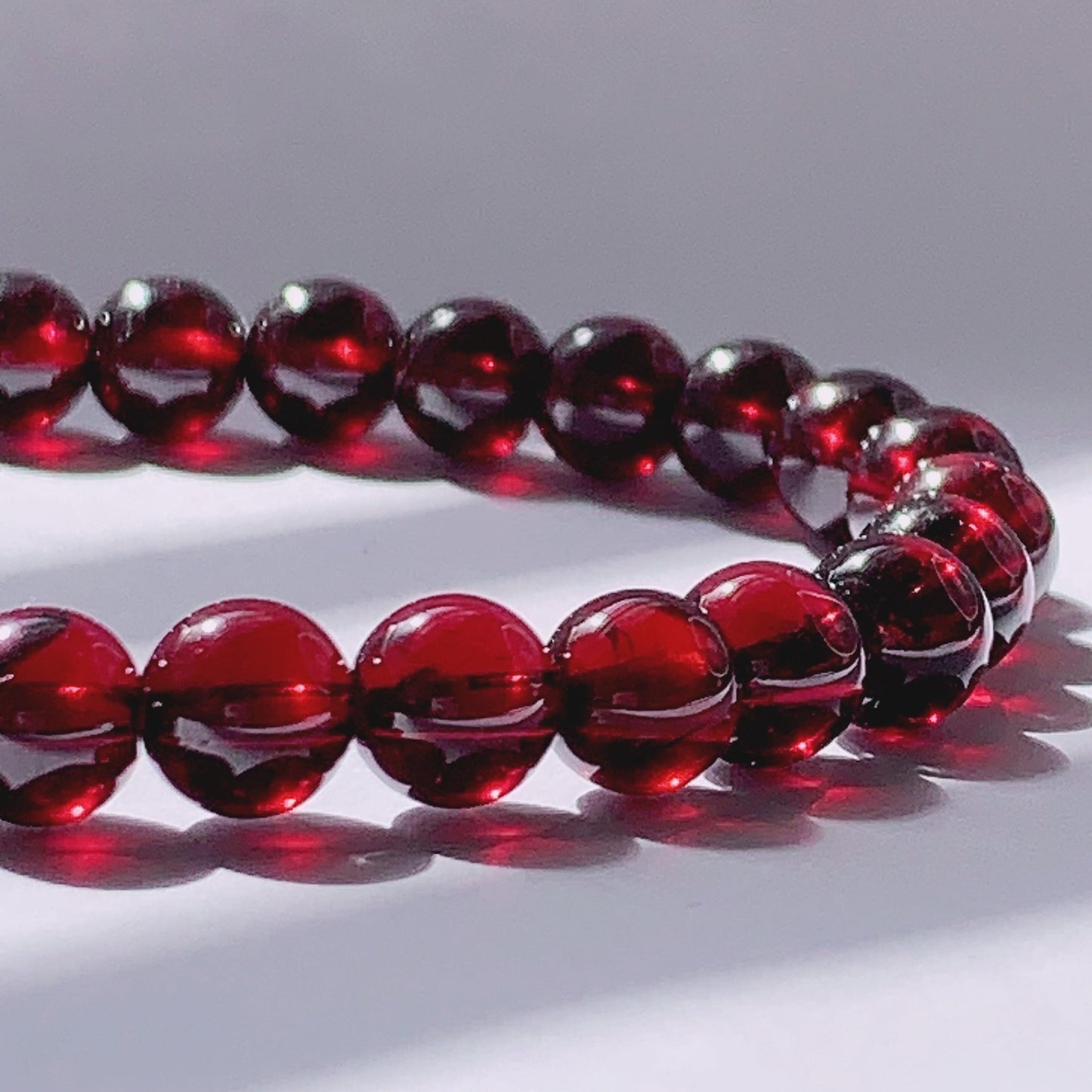 AAA Natural Red Garnet Smooth Round Beads Stretch Bracelet Gemstone January Birthstone