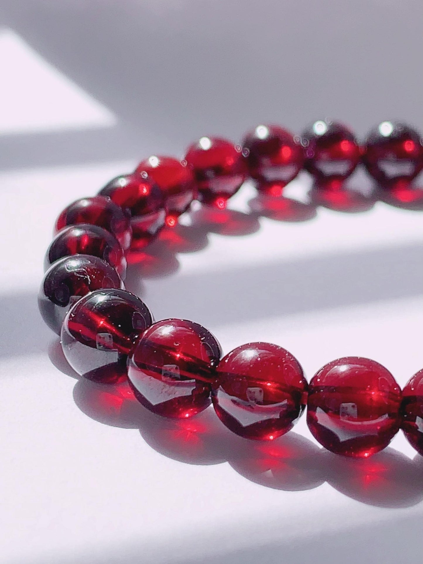 AAA Natural Red Garnet Smooth Round Beads Stretch Bracelet Gemstone January Birthstone