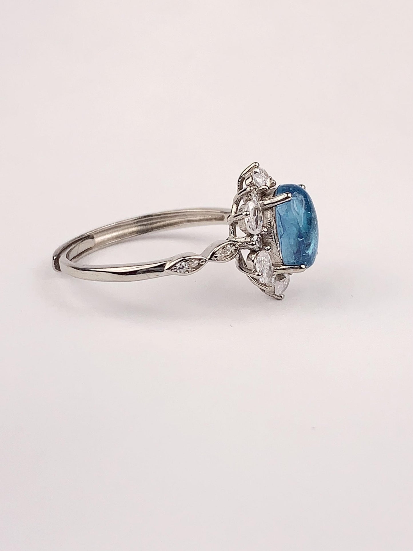 Aquamarine Sterling Silver Ring: 18K Gold Plated Birthstone