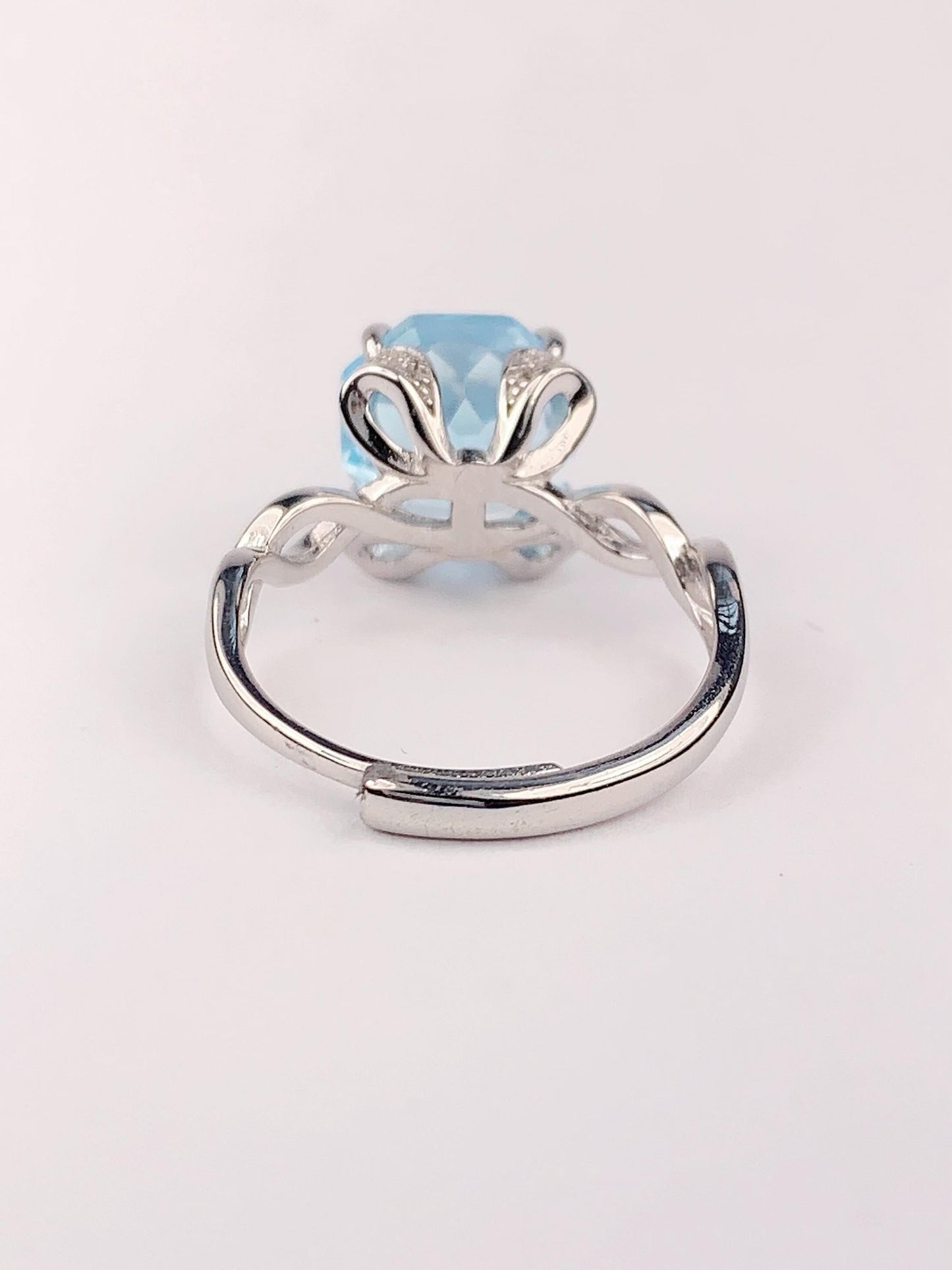 Swiss Blue Topaz Ring: 18K Gold Plated Sterling Silver, Rose Cut