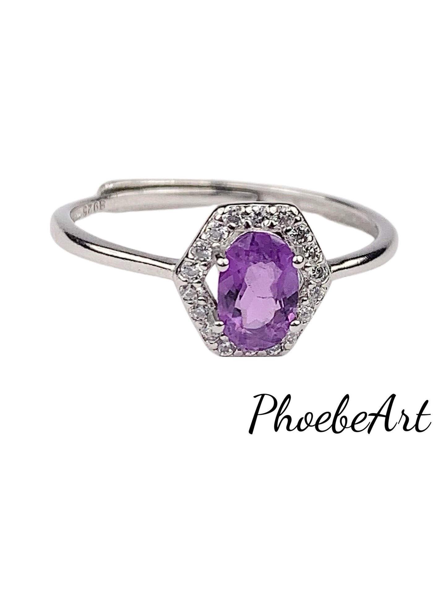 Amethyst Ring: 18K Gold Plated Sterling Silver, Adjustable