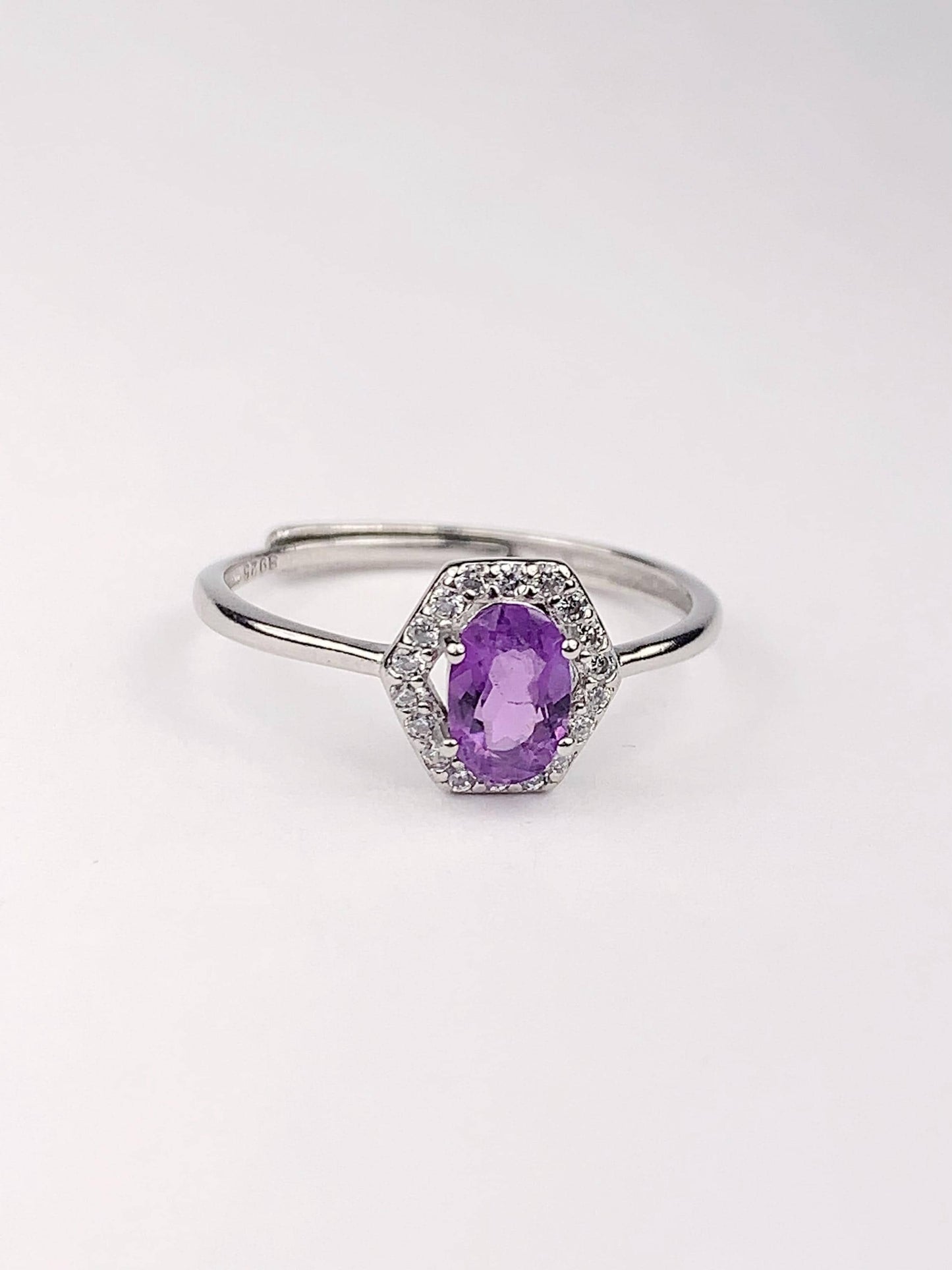 Amethyst Ring: 18K Gold Plated Sterling Silver, Adjustable