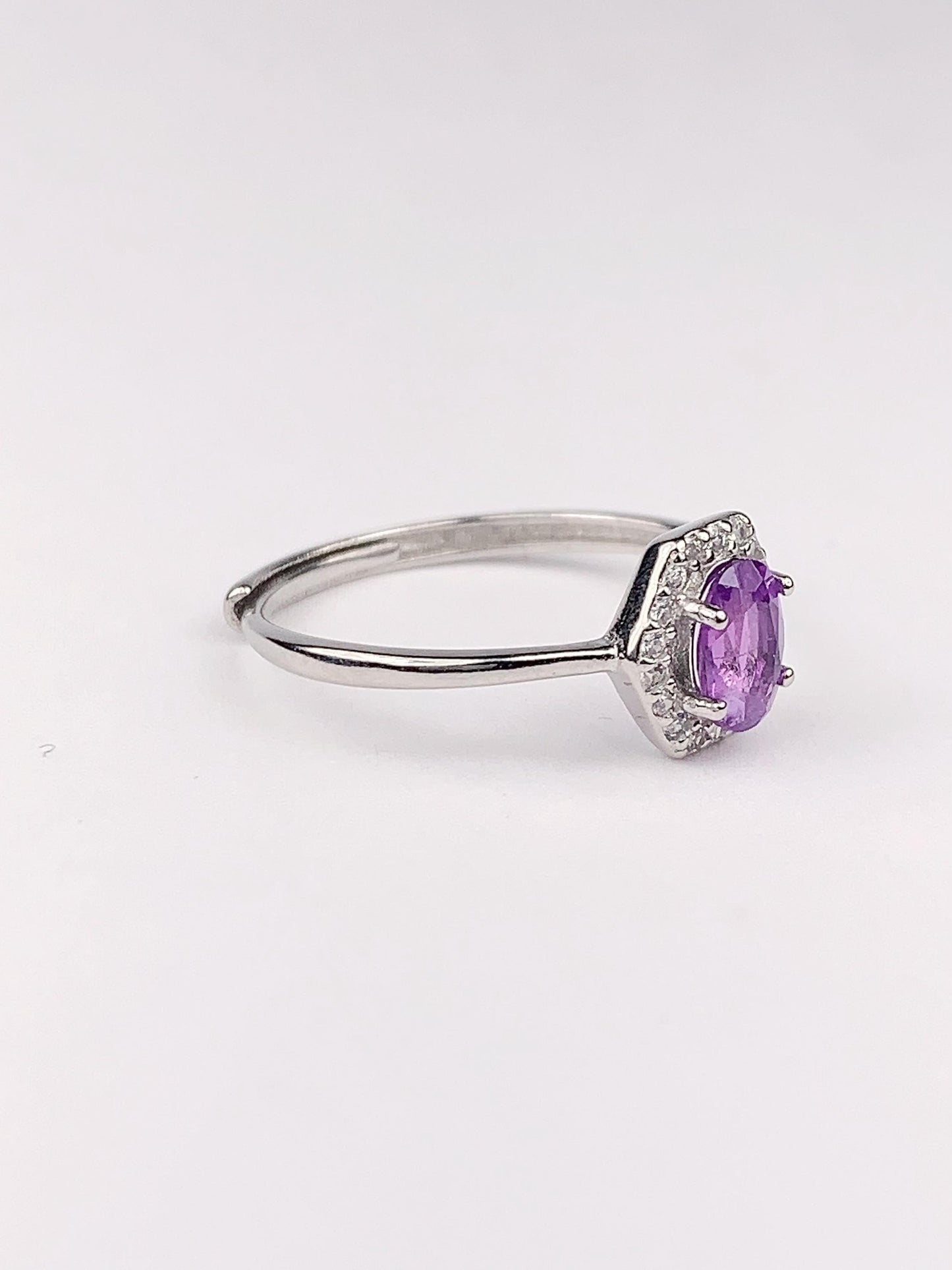 Amethyst Ring: 18K Gold Plated Sterling Silver, Adjustable