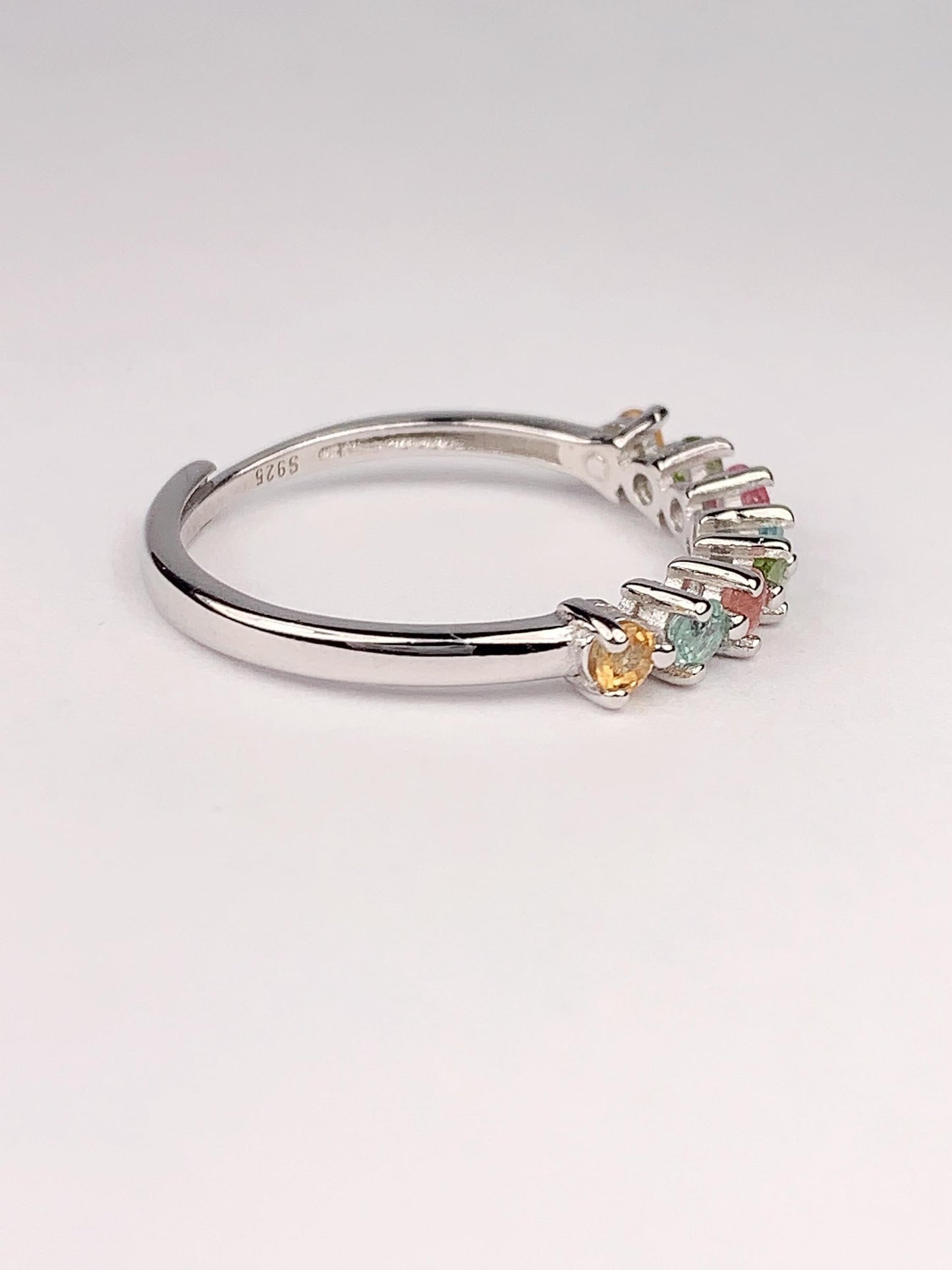 Rainbow Tourmaline Ring: 18K Gold Plated Sterling Silver Adjustable Band