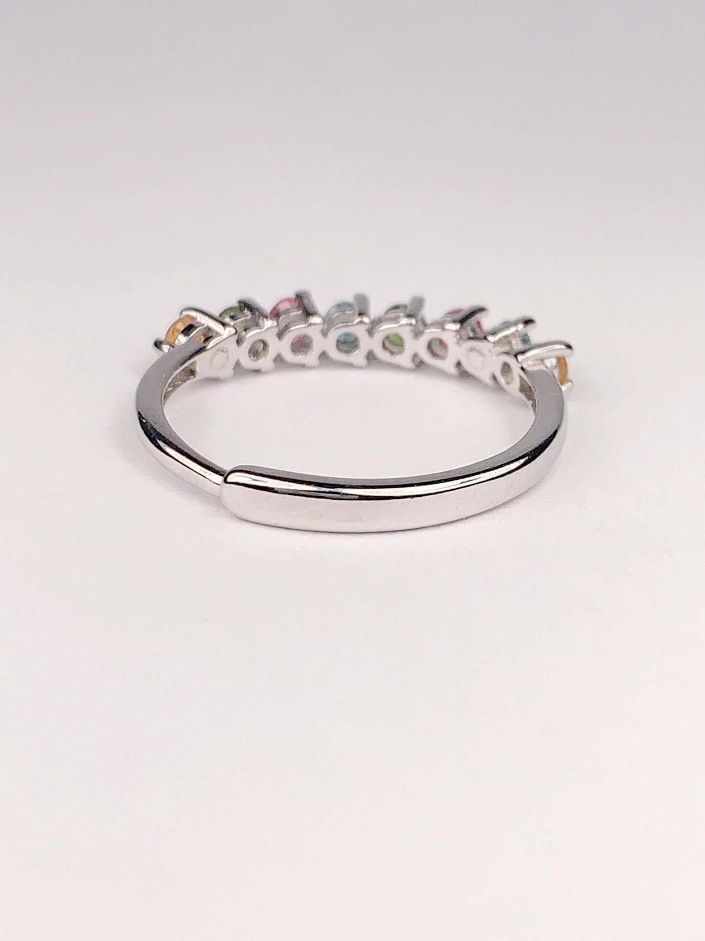 Rainbow Tourmaline Ring: 18K Gold Plated Sterling Silver Adjustable Band