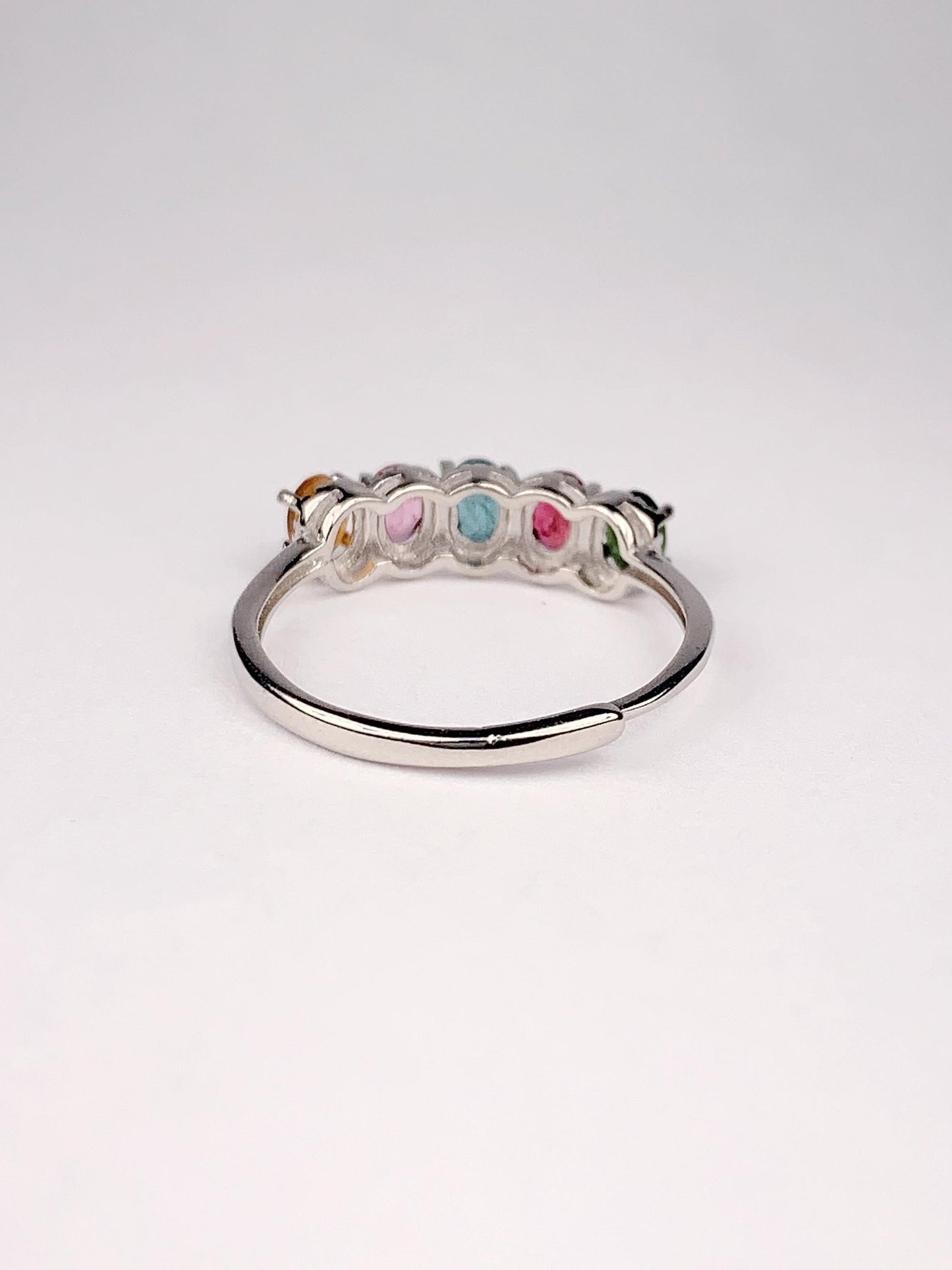 3mm Genuine Natural Rainbow Tourmaline Round Faceted Cut 18K Gold Plated S 925 Sterling Silver Ring