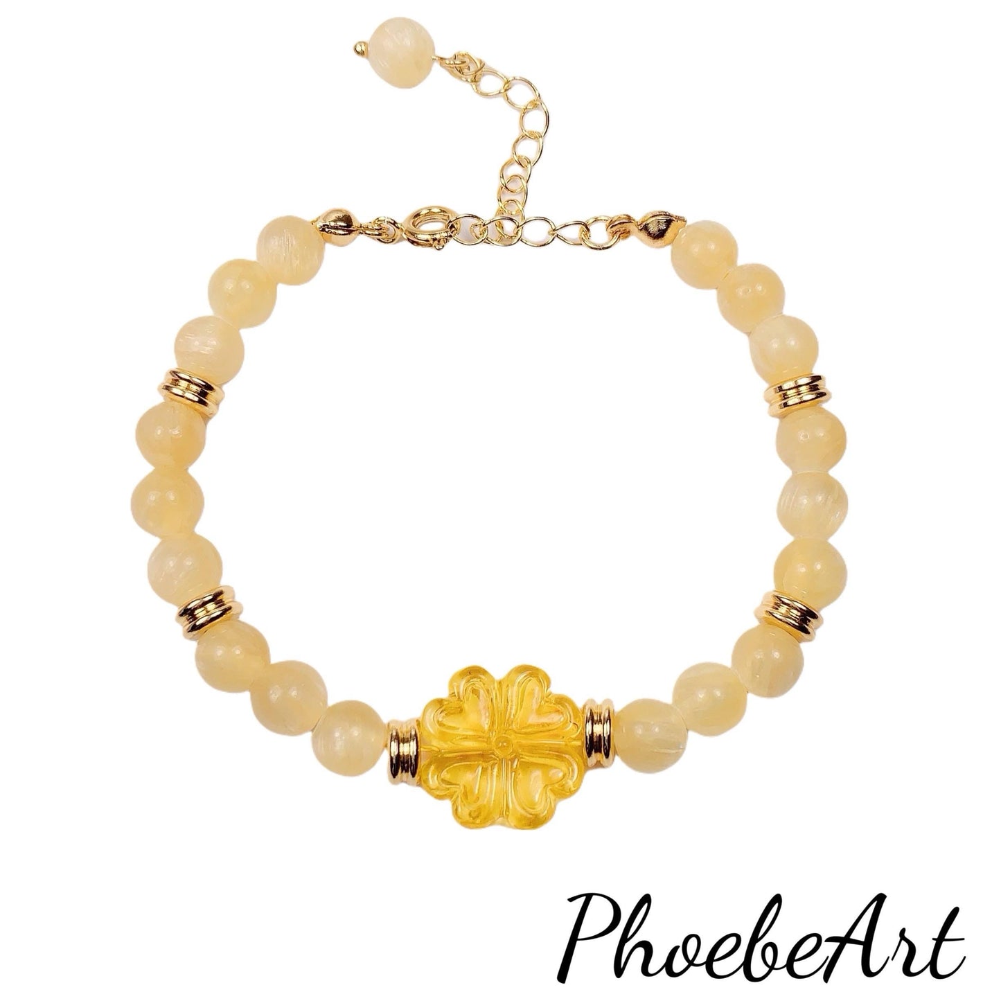 Natural Amber 14K Gold Filled Bracelet with Yellow Jade