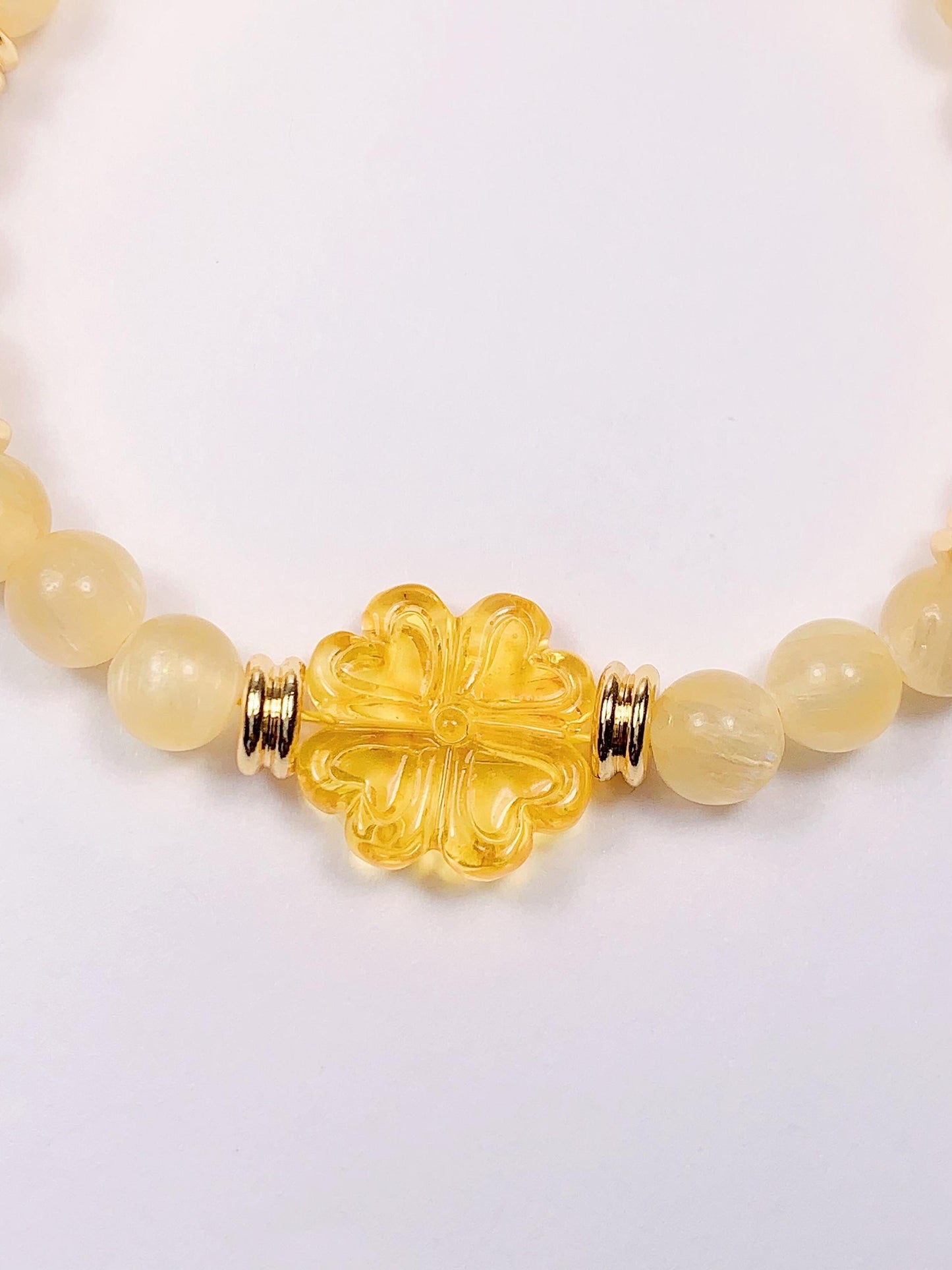 Natural Amber 14K Gold Filled Bracelet with Yellow Jade