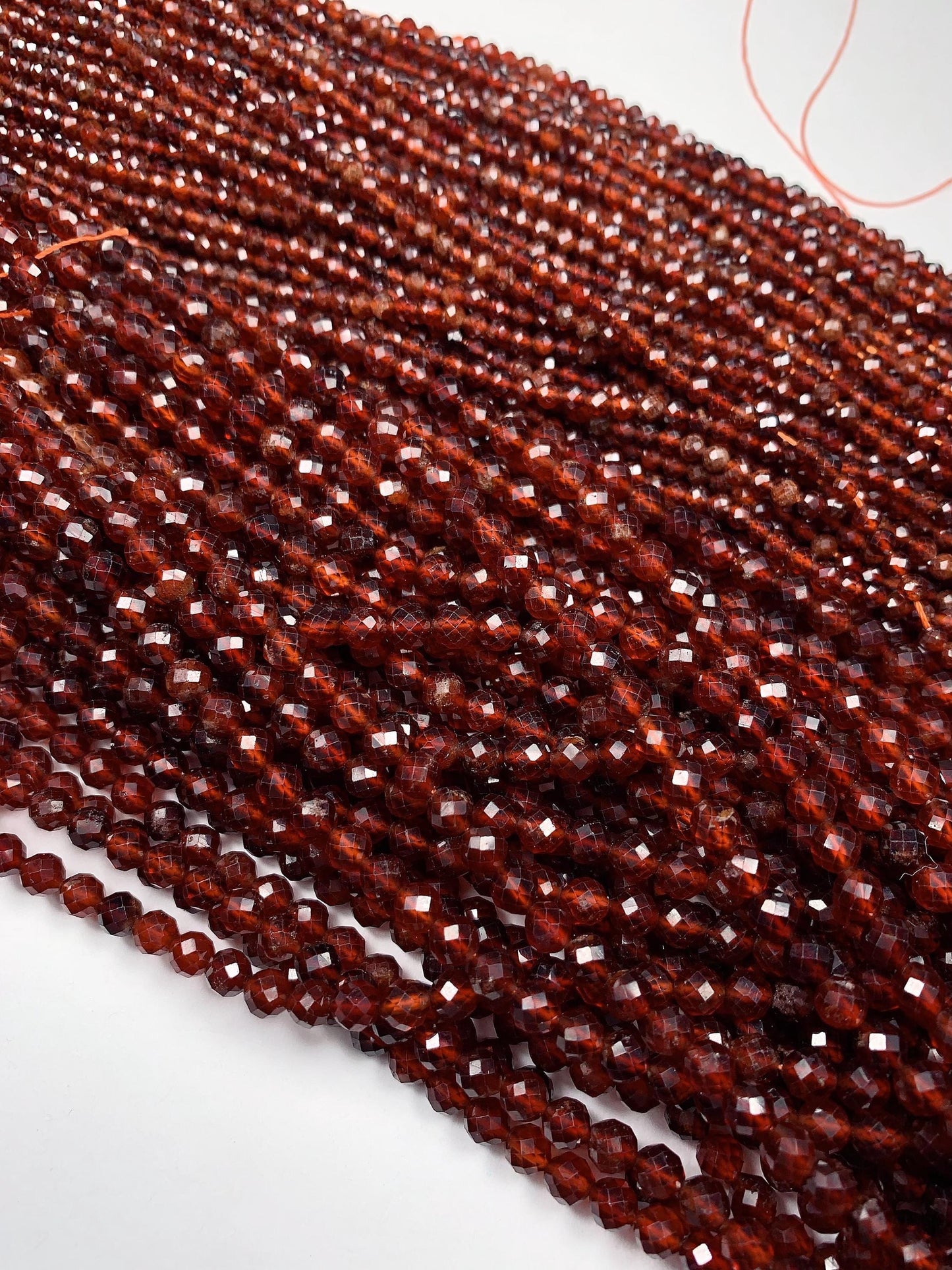 AAA+ Natural Hessonite Garnet Beads: Deep Orange Faceted Rounds, 2-4mm