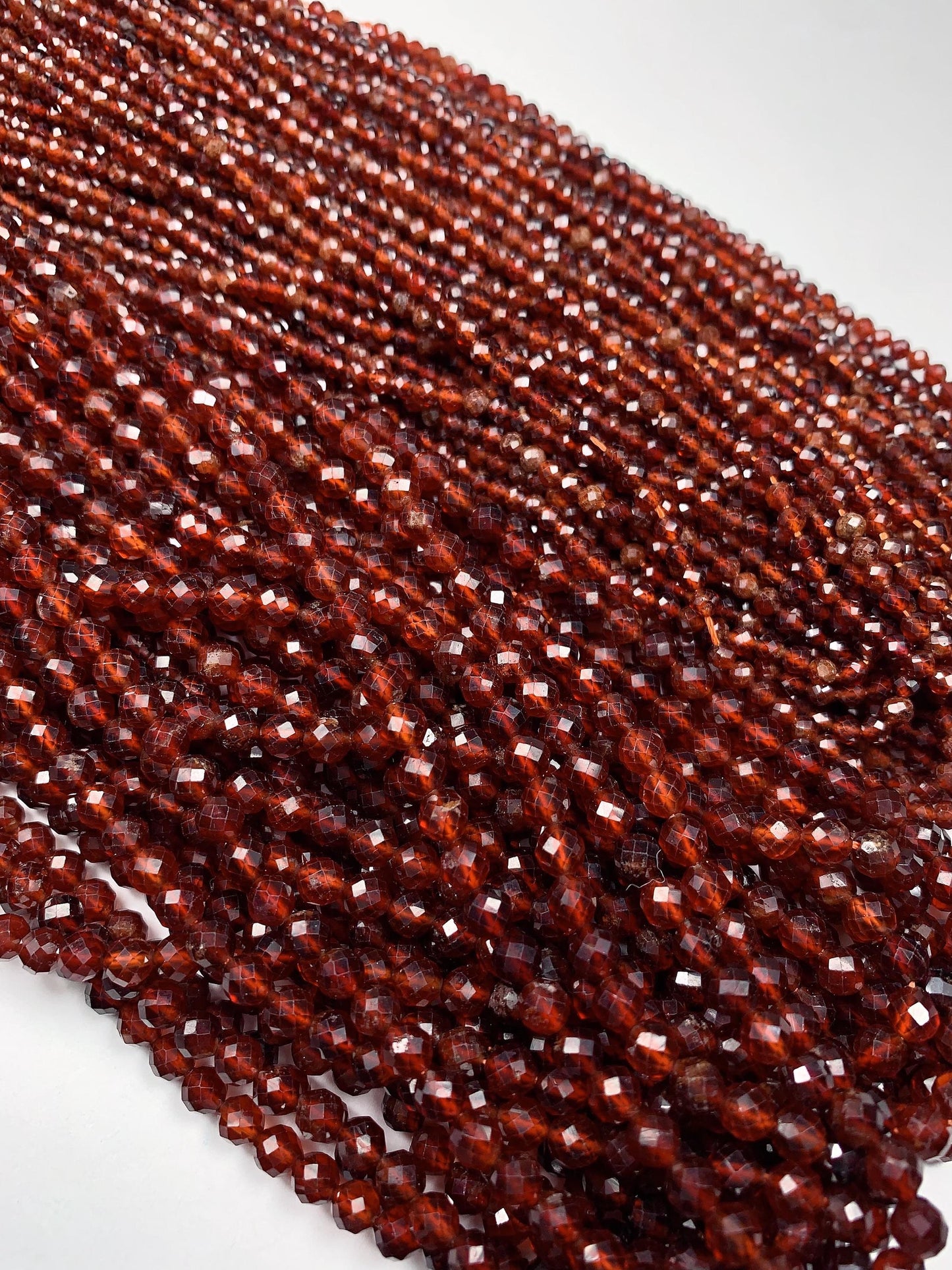 AAA+ Natural Hessonite Garnet Beads: Deep Orange Faceted Rounds, 2-4mm