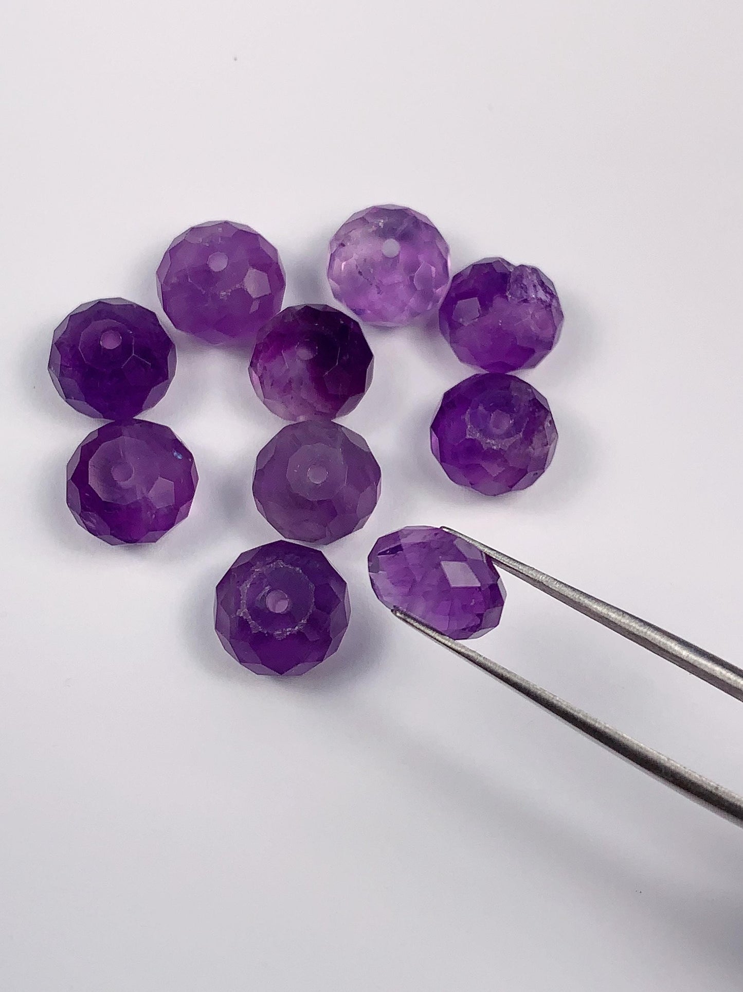 10mm Natural Purple Amethyst Faceted Rondelle beads Loose Gems Gemstone