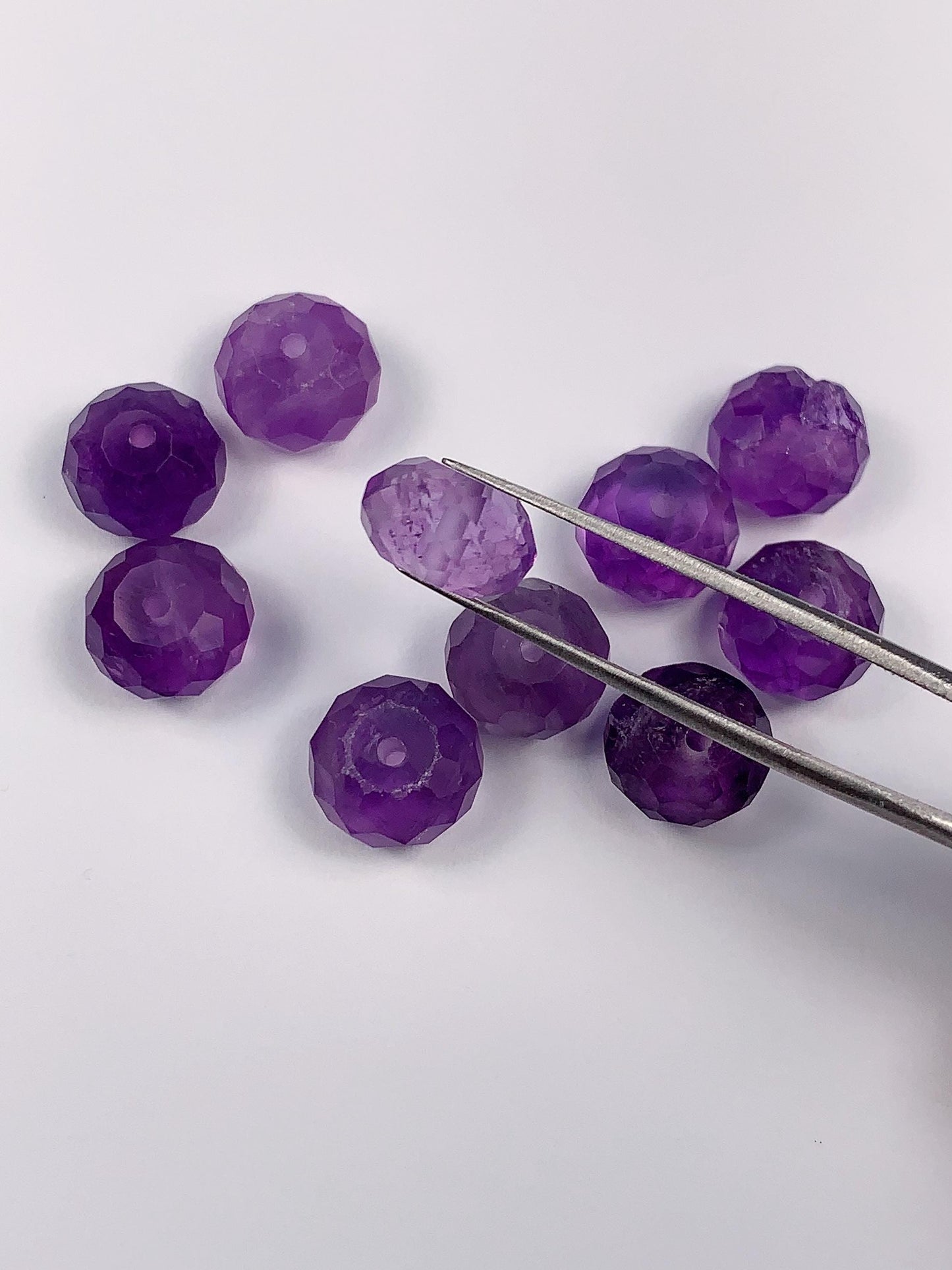 10mm Natural Purple Amethyst Faceted Rondelle beads Loose Gems Gemstone