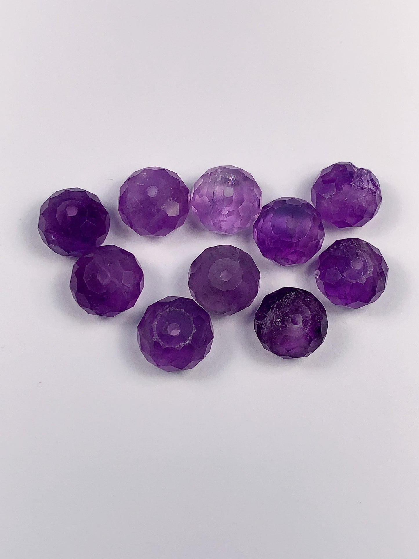10mm Natural Purple Amethyst Faceted Rondelle beads Loose Gems Gemstone