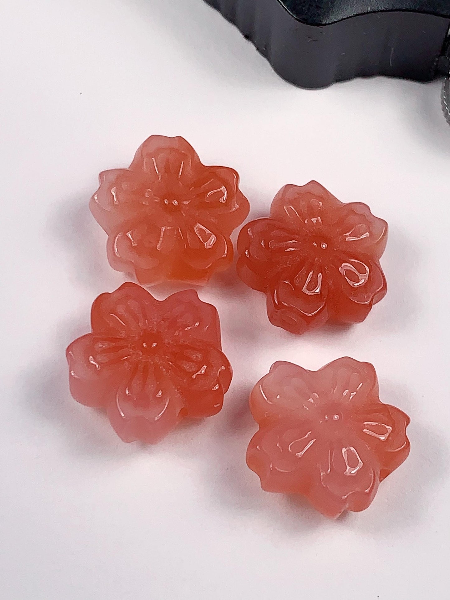 14mm Peach Agate Cherry Blossom Beads: Natural Gemstone DIY