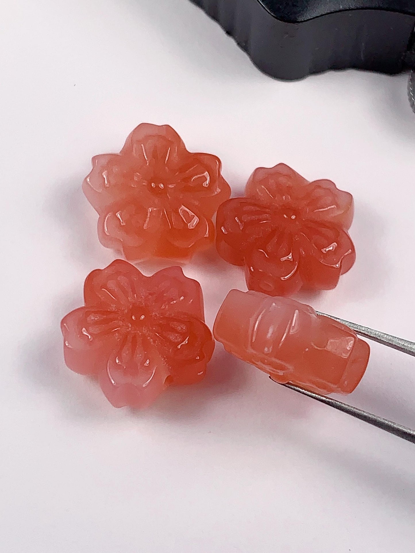 14mm Peach Agate Cherry Blossom Beads: Natural Gemstone DIY