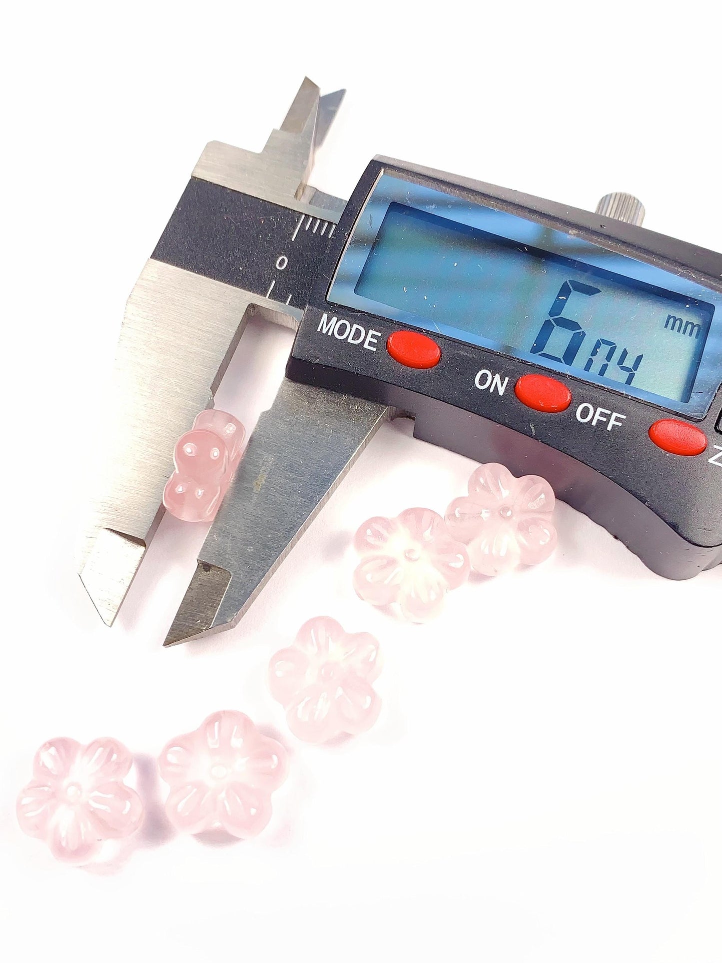 12mm Carved Rose Quartz Flower Bead: Madagascar Gemstone