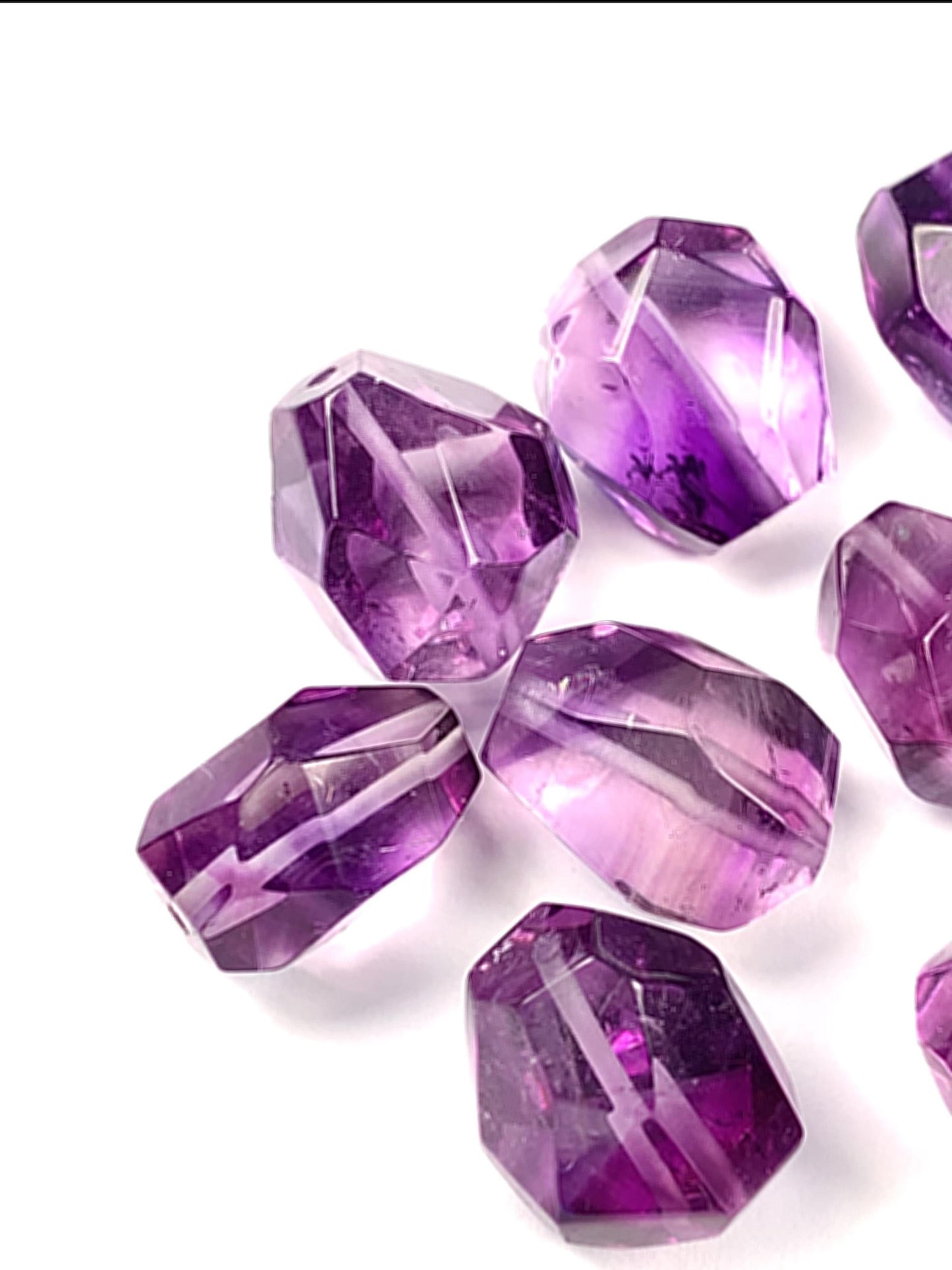 About 16mm Natural Purple Amethyst Free-form cut  beads Loose Gems Gemstone