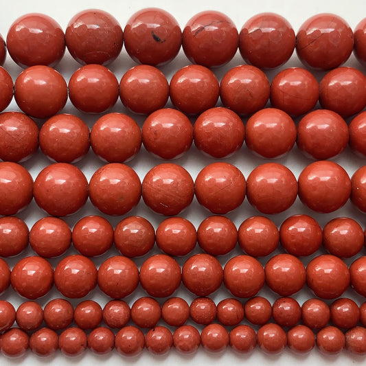 Natural Red Jasper Beads: Smooth Round Gemstone Strand (15.5")