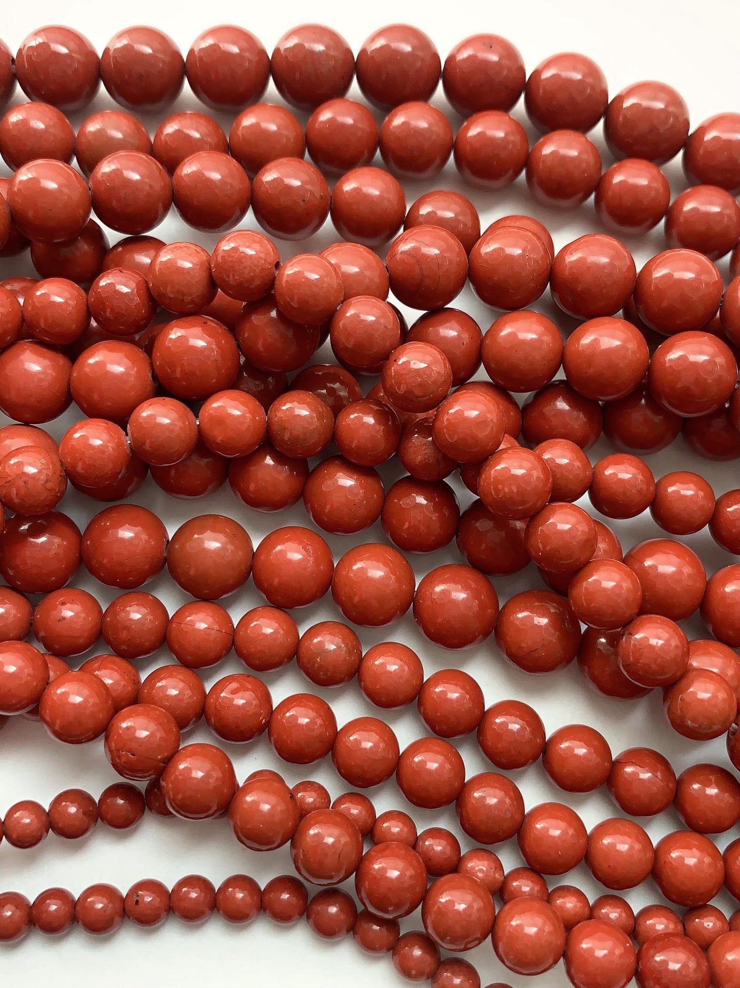 Natural Red Jasper Beads: Smooth Round Gemstone Strand (15.5")