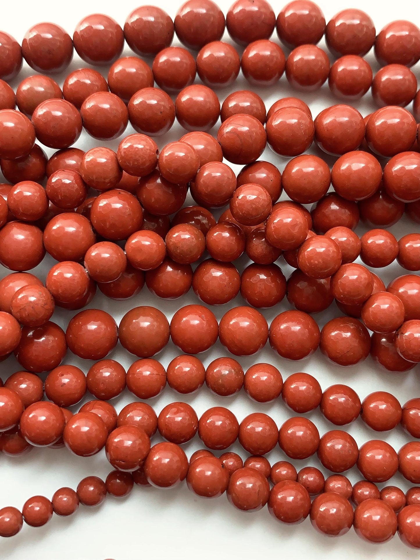 Natural Red Jasper Beads: Smooth Round Gemstone Strand (15.5")