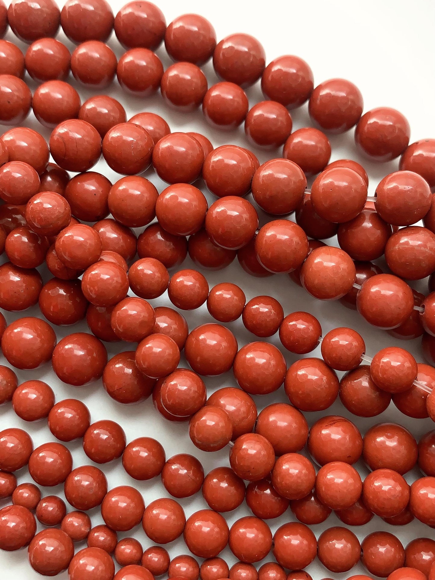 Natural Red Jasper Beads: Smooth Round Gemstone Strand (15.5")