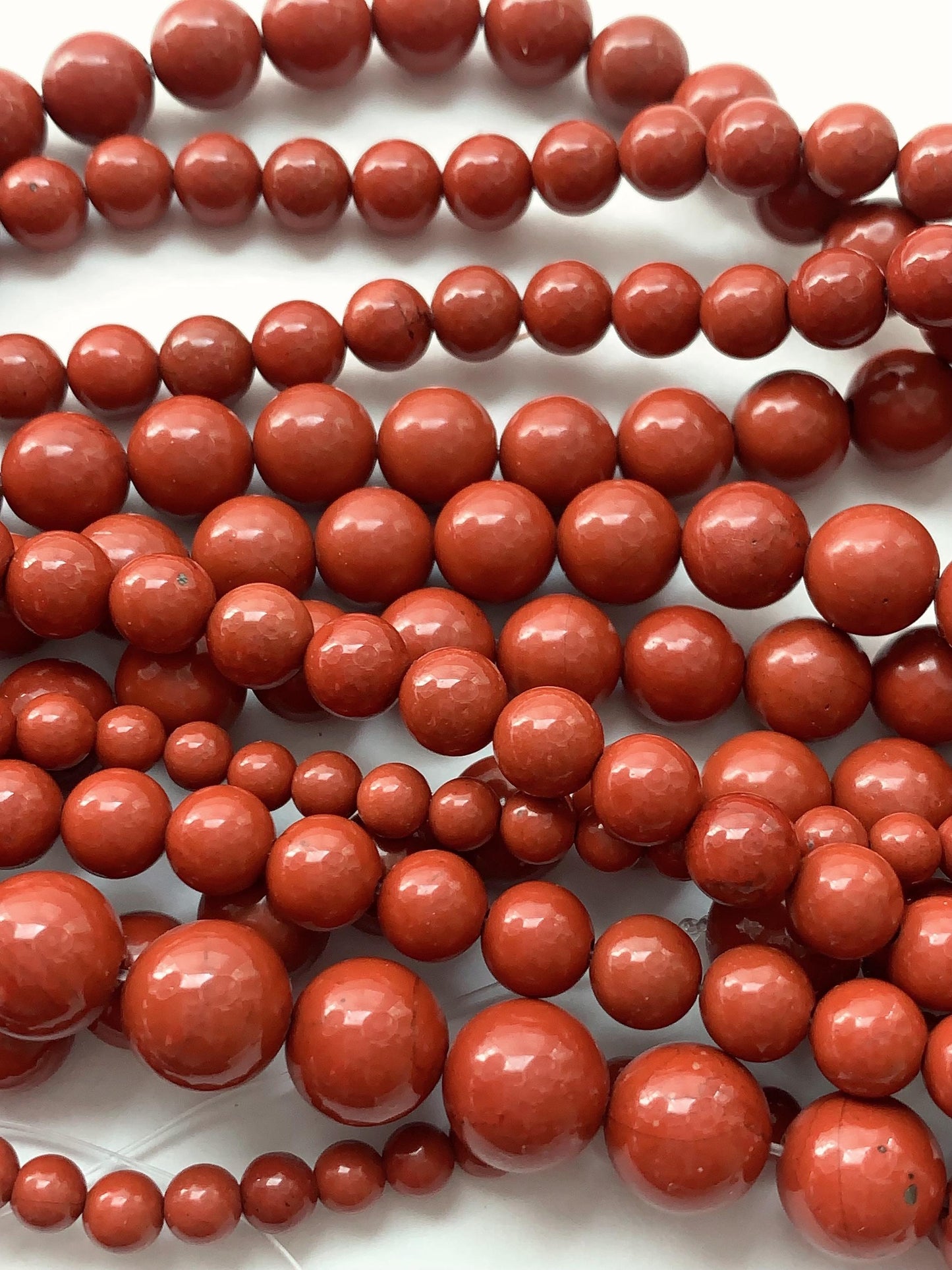 Natural Red Jasper Beads: Smooth Round Gemstone Strand (15.5")